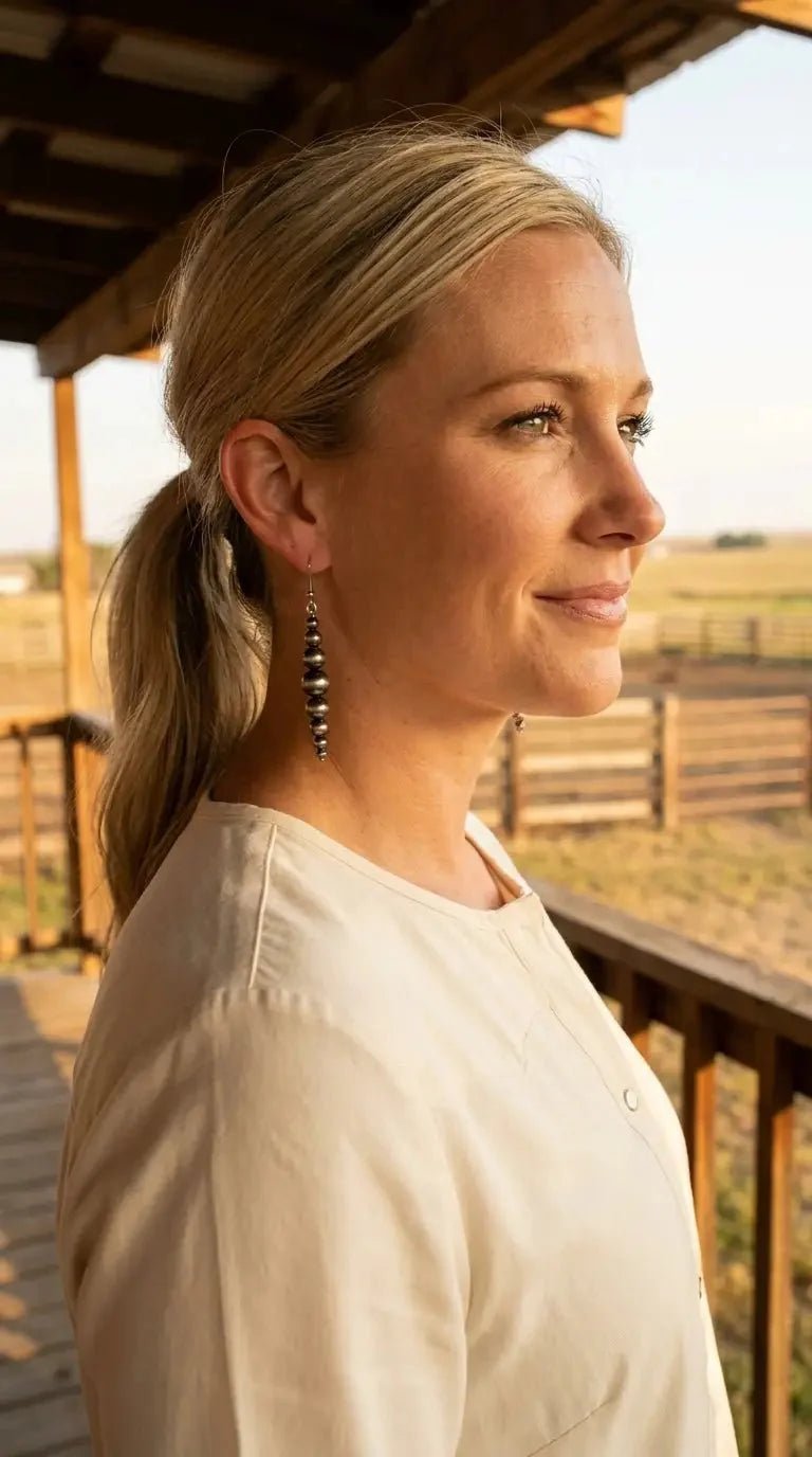 Western Graduated Faux Sterling Pearl Dangle Earrings — 2" Drop - Rooted & Reckless Co.