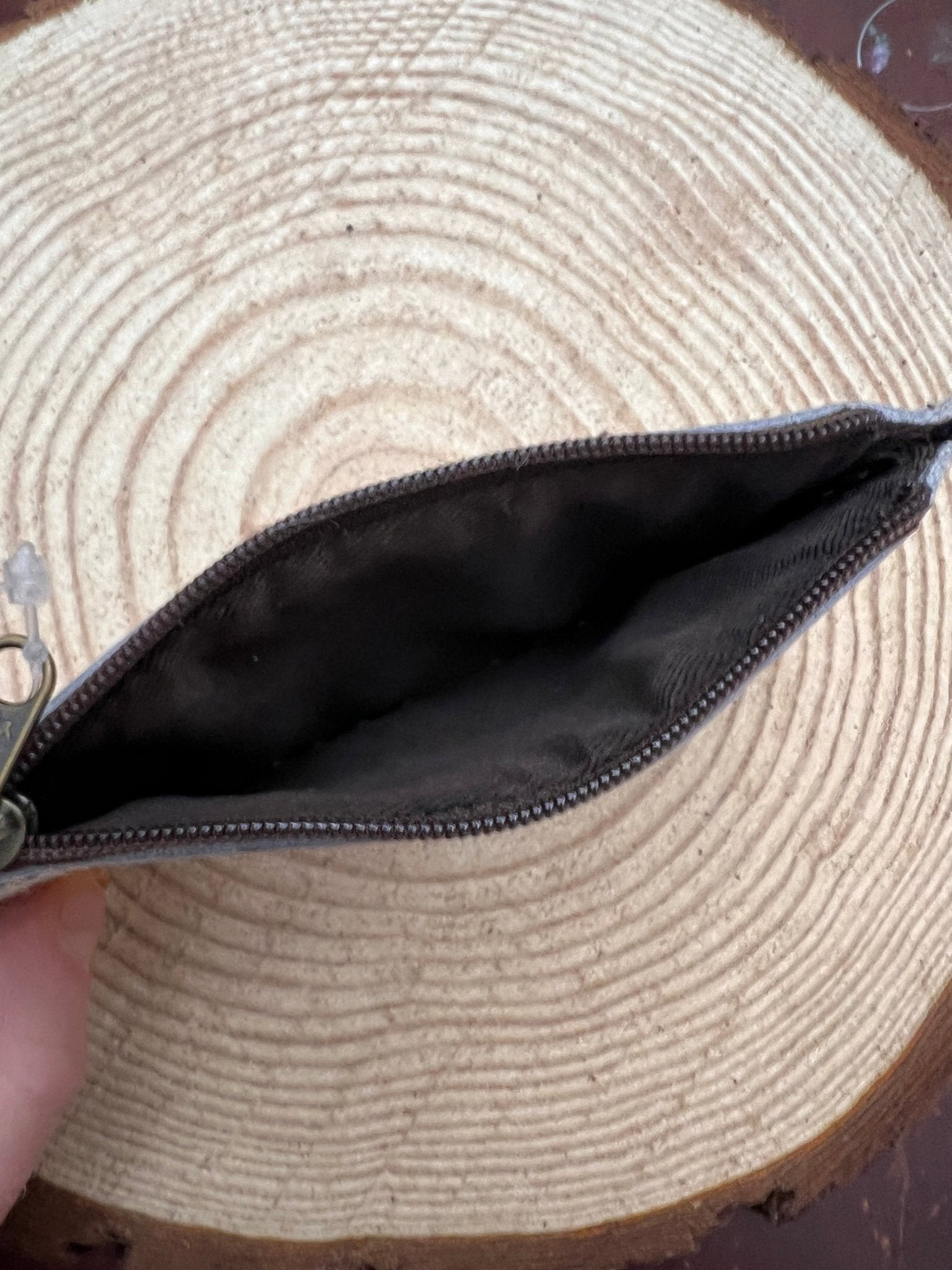 Western Hair-on-Hide Coin Purse — Brown & White Cowhide Mini Accessory - Rooted & Reckless Co.