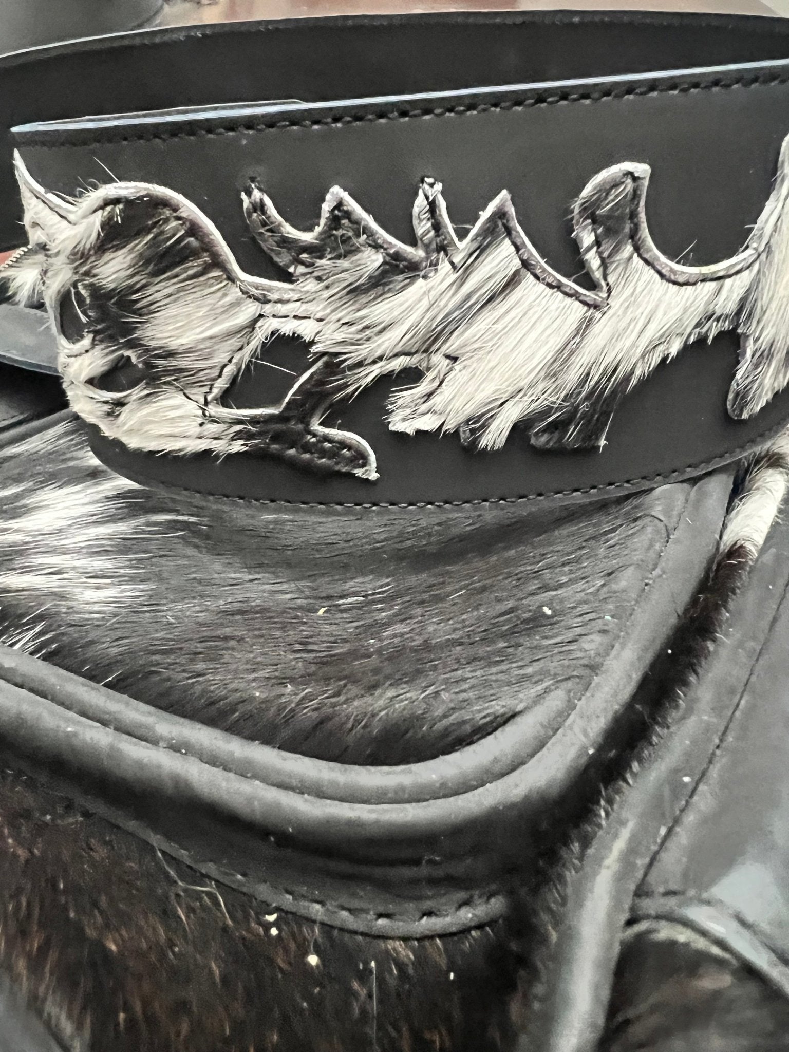 Western Hair-on-Hide Crossbody Diaper Bag — Black & White Cowhide (18" with Adjustable Strap) - Rooted & Reckless Co.