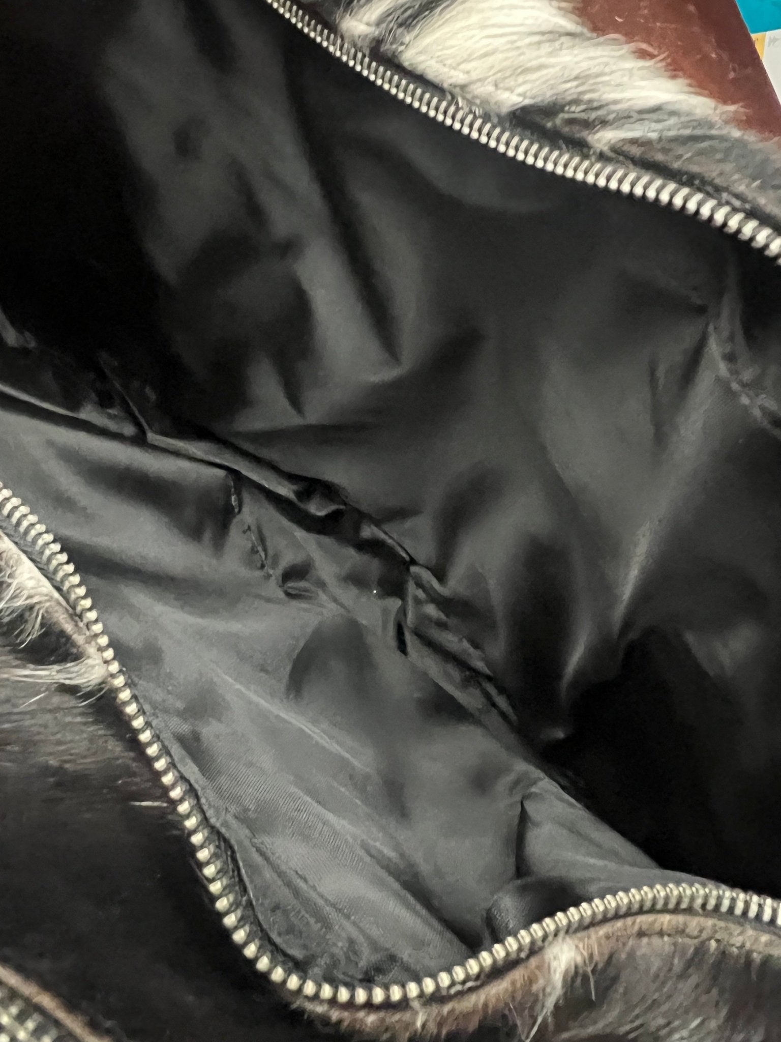 Western Hair-on-Hide Crossbody Diaper Bag — Black & White Cowhide (18" with Adjustable Strap) - Rooted & Reckless Co.