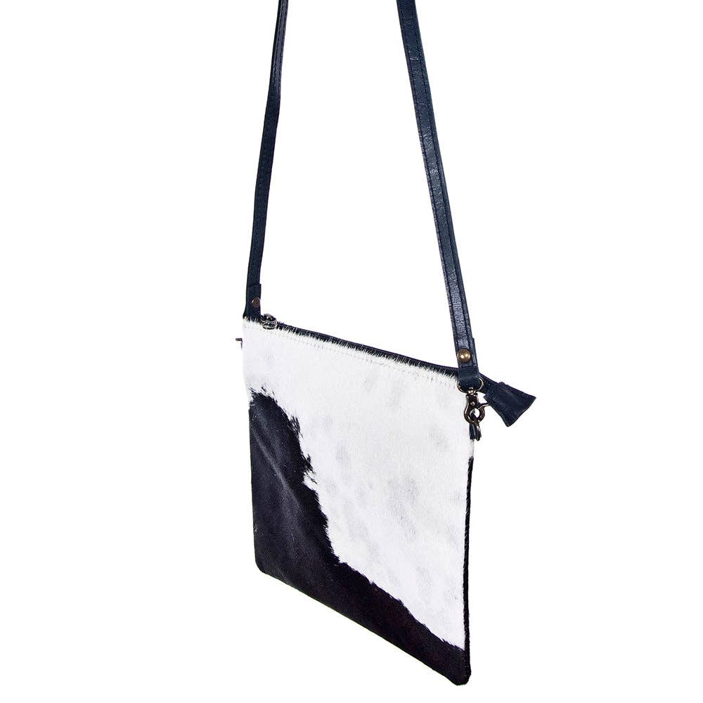 Western Hand-Tooled Genuine Hair-On Leather Crossbody Handbag — Full Grain Cowhide with YKK Zipper - Rooted & Reckless Co.