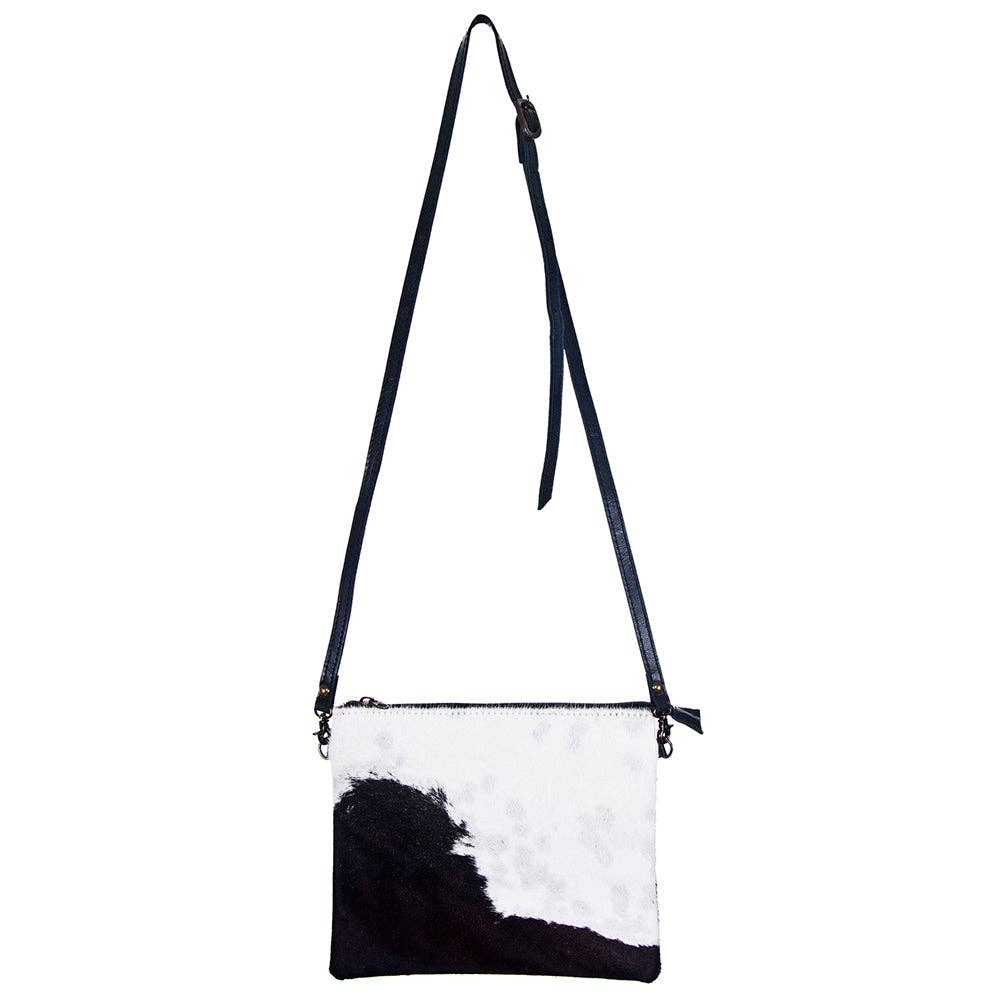 Western Hand-Tooled Genuine Hair-On Leather Crossbody Handbag — Full Grain Cowhide with YKK Zipper - Rooted & Reckless Co.