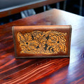 Western Hand-Tooled Genuine Leather Check Book Cover — JK Custom Leather Western Statement - Rooted & Reckless Co.