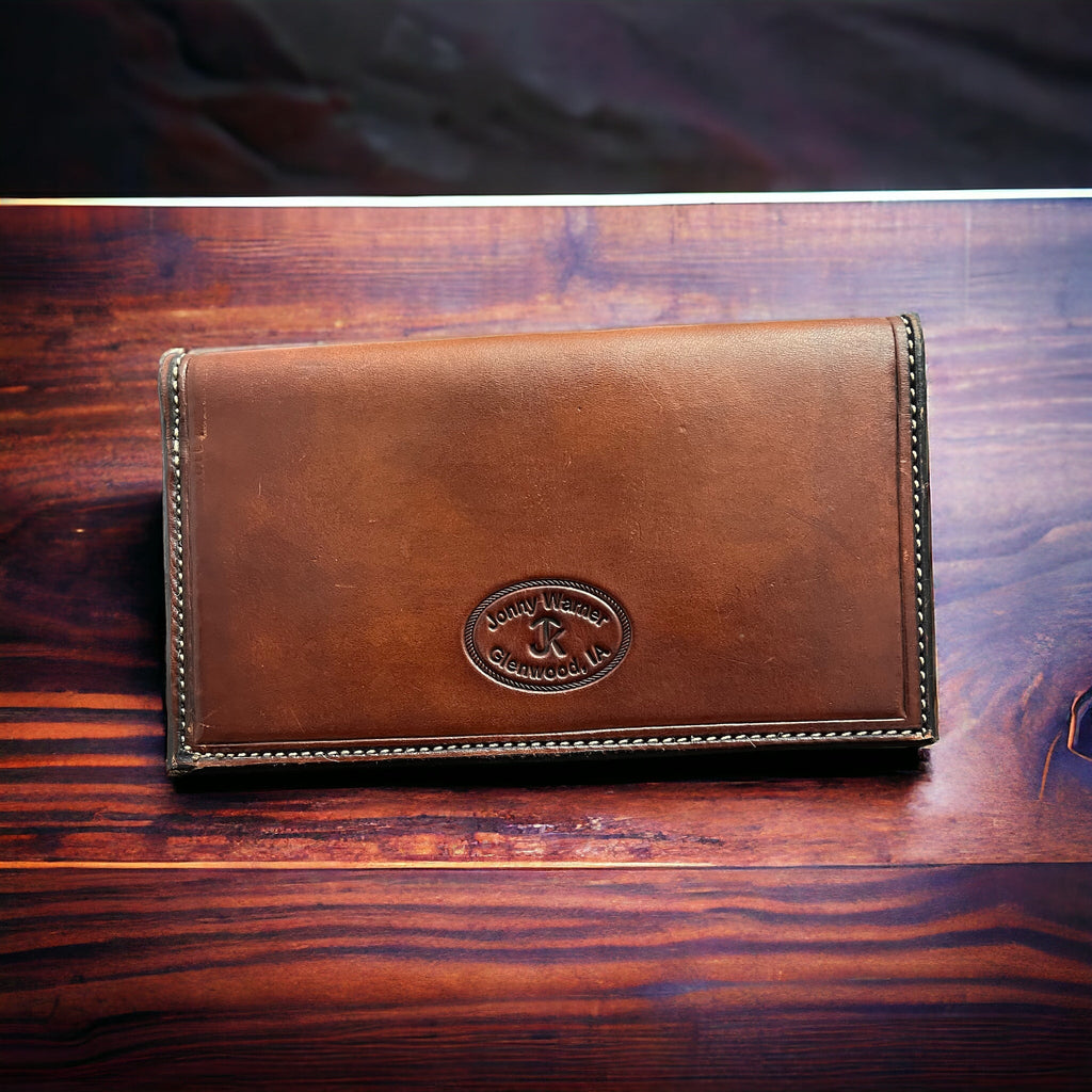 Western Hand-Tooled Genuine Leather Check Book Cover — JK Custom Leather Western Statement - Rooted & Reckless Co.