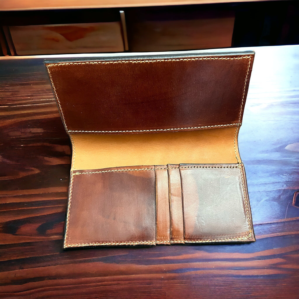 Western Hand-Tooled Genuine Leather Check Book Cover — JK Custom Leather Western Statement - Rooted & Reckless Co.