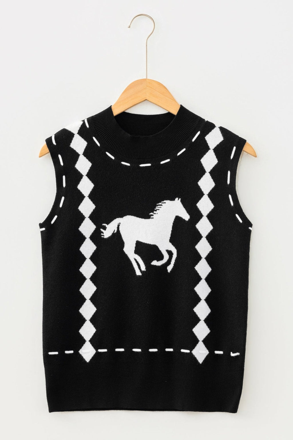 Western Horse Geometric Mock Neck Knit Top - Rooted & Reckless Co.