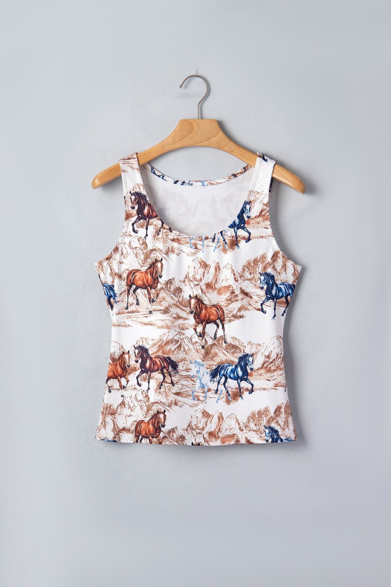 Western Horse Scoop Neck Tank Top - Rooted & Reckless Co.
