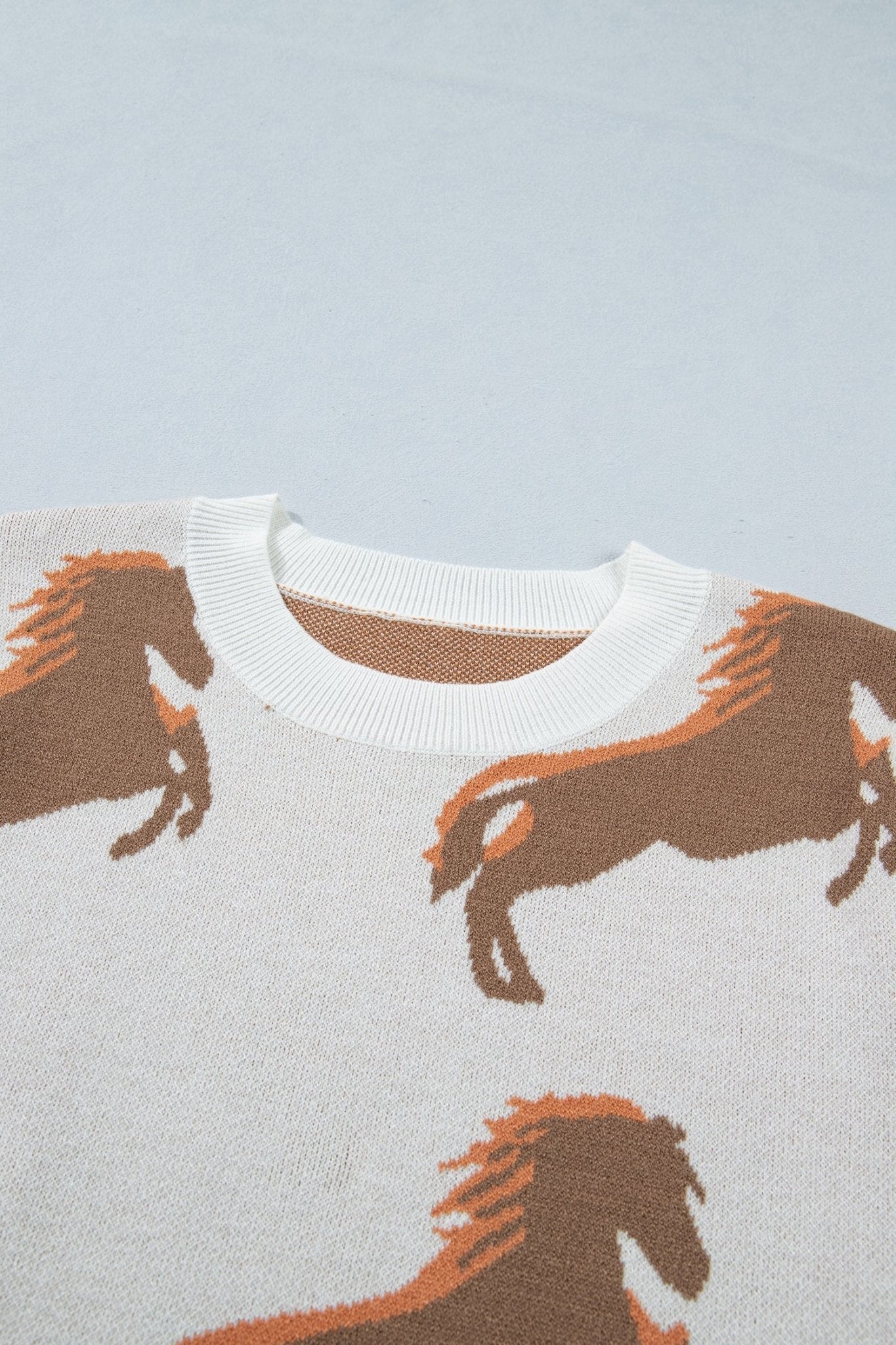Western Horse Short Puff Sleeve Sweater - Rooted & Reckless Co.