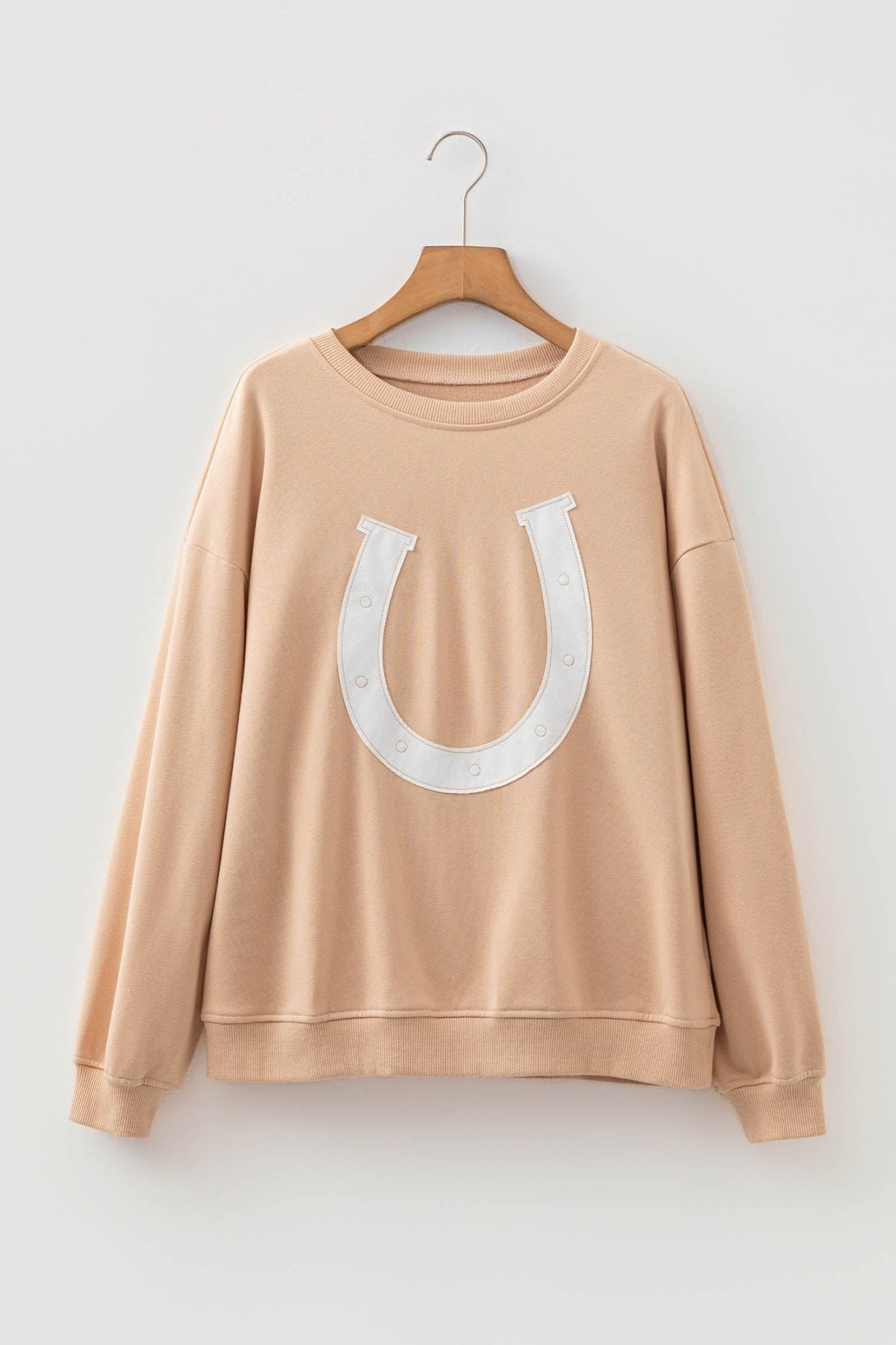 Western Horseshoe Embroidered Patch Drop Shoulder Sweatshirt - Rooted & Reckless Co.