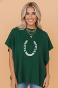 Western Horseshoe Graphic Short Sleeve Sweater - Rooted & Reckless Co.