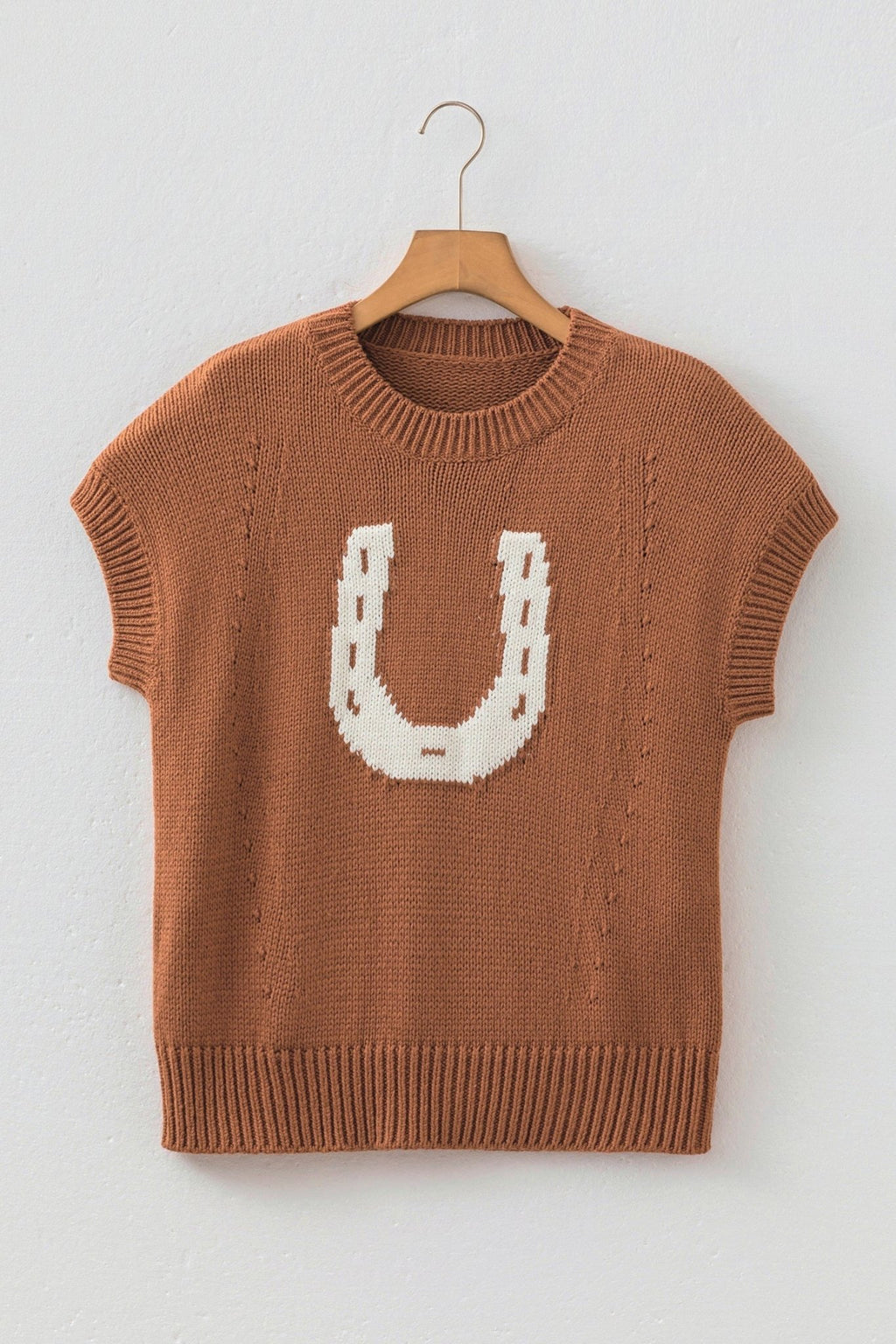 Western Horseshoe Pattern Short Sleeve Knit Top - Rooted & Reckless Co.