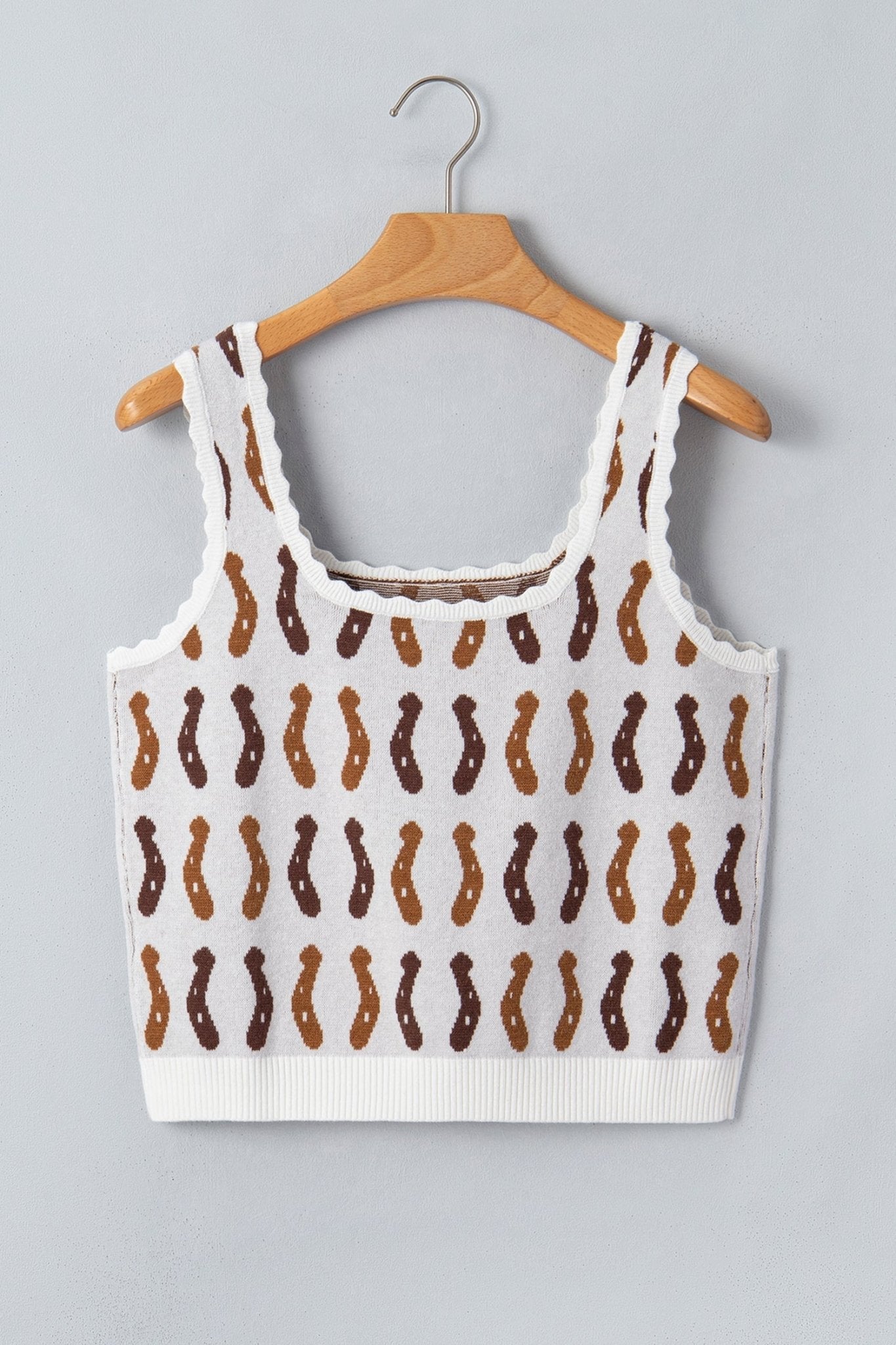 Western Horseshoe Scalloped Sleeveless Sweater Top - Rooted & Reckless Co.