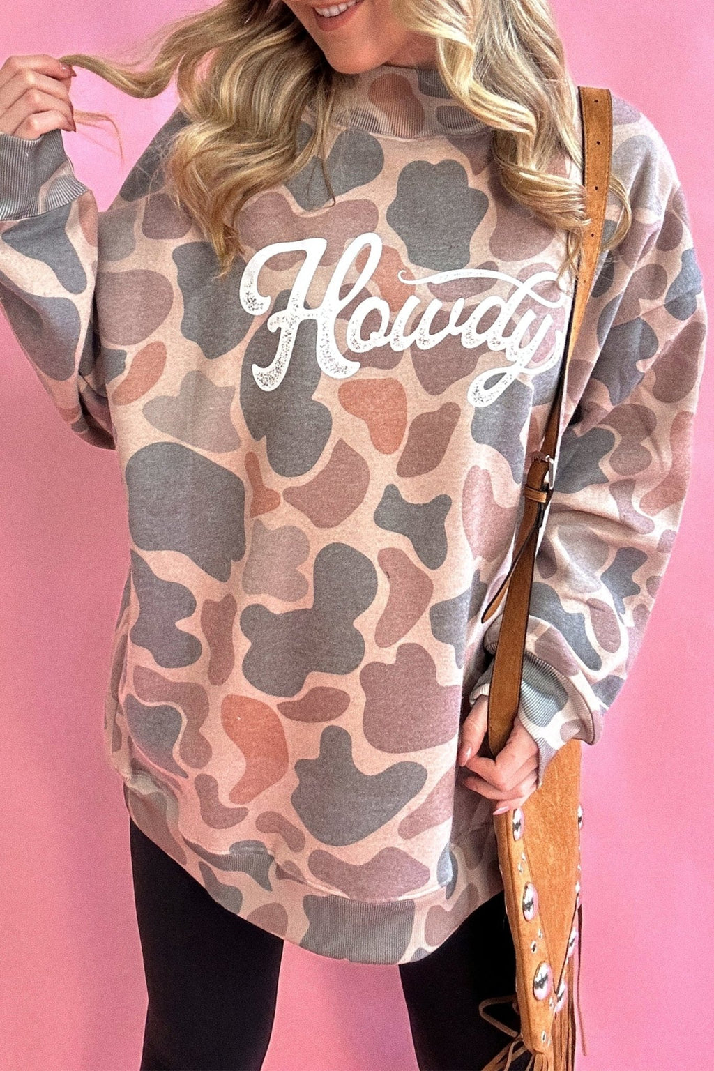 Western Howdy Camo Baggy Pullover Sweatshirt - Rooted & Reckless Co.