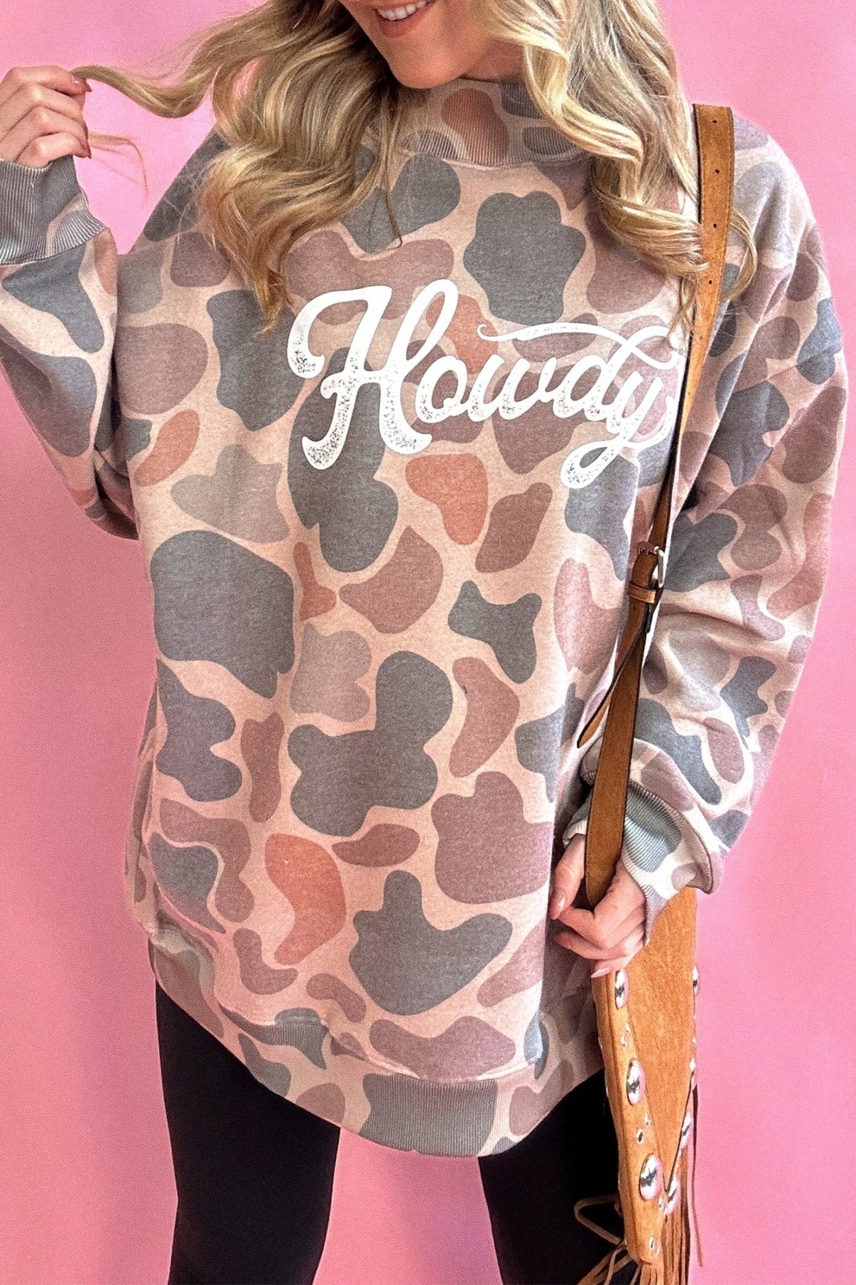 Western Howdy Camo Baggy Pullover Sweatshirt - Rooted & Reckless Co.