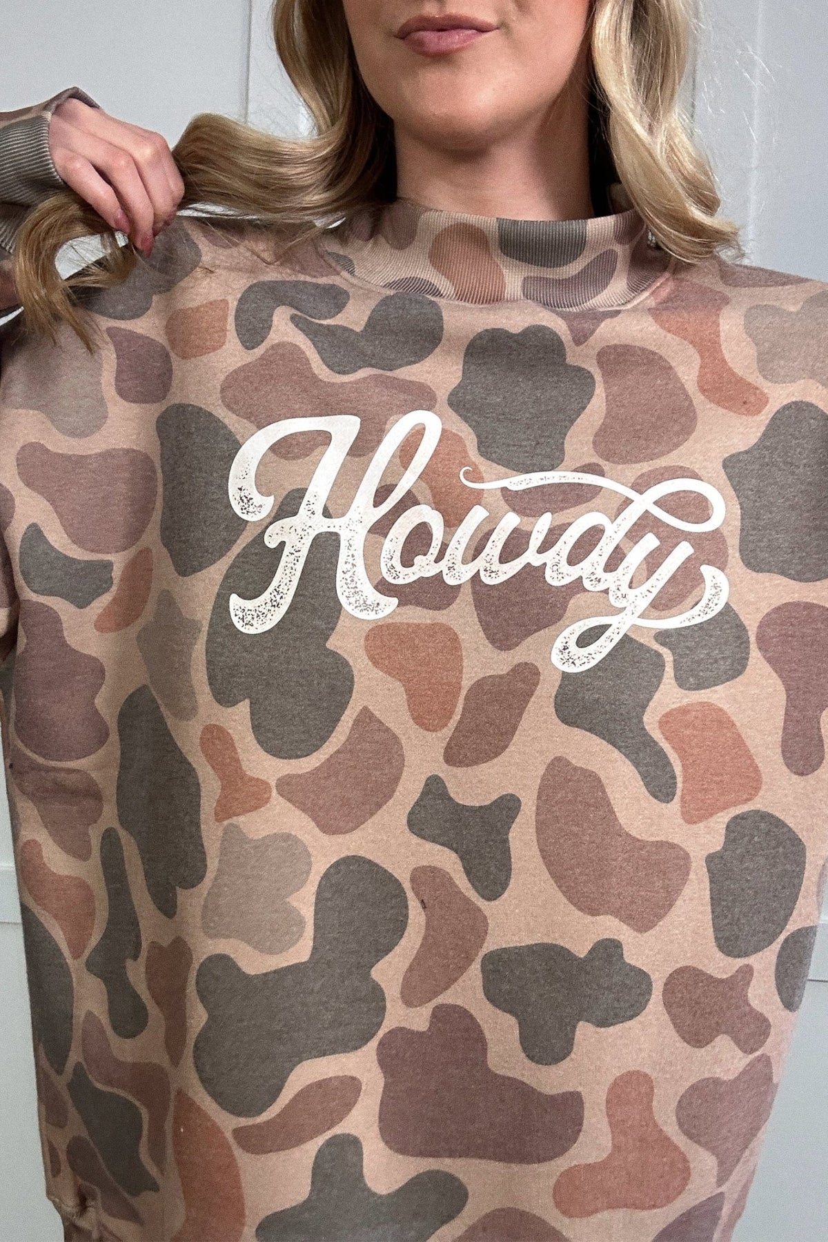 Western Howdy Camo Baggy Pullover Sweatshirt - Rooted & Reckless Co.