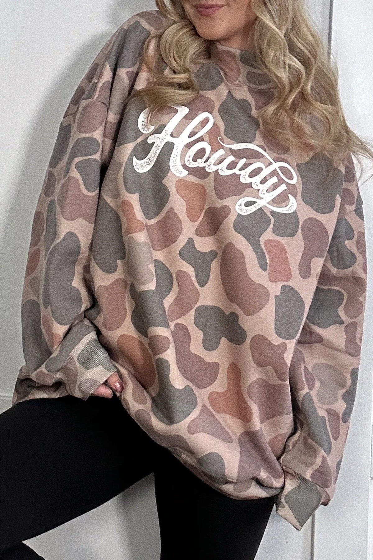 Western Howdy Camo Baggy Pullover Sweatshirt - Rooted & Reckless Co.