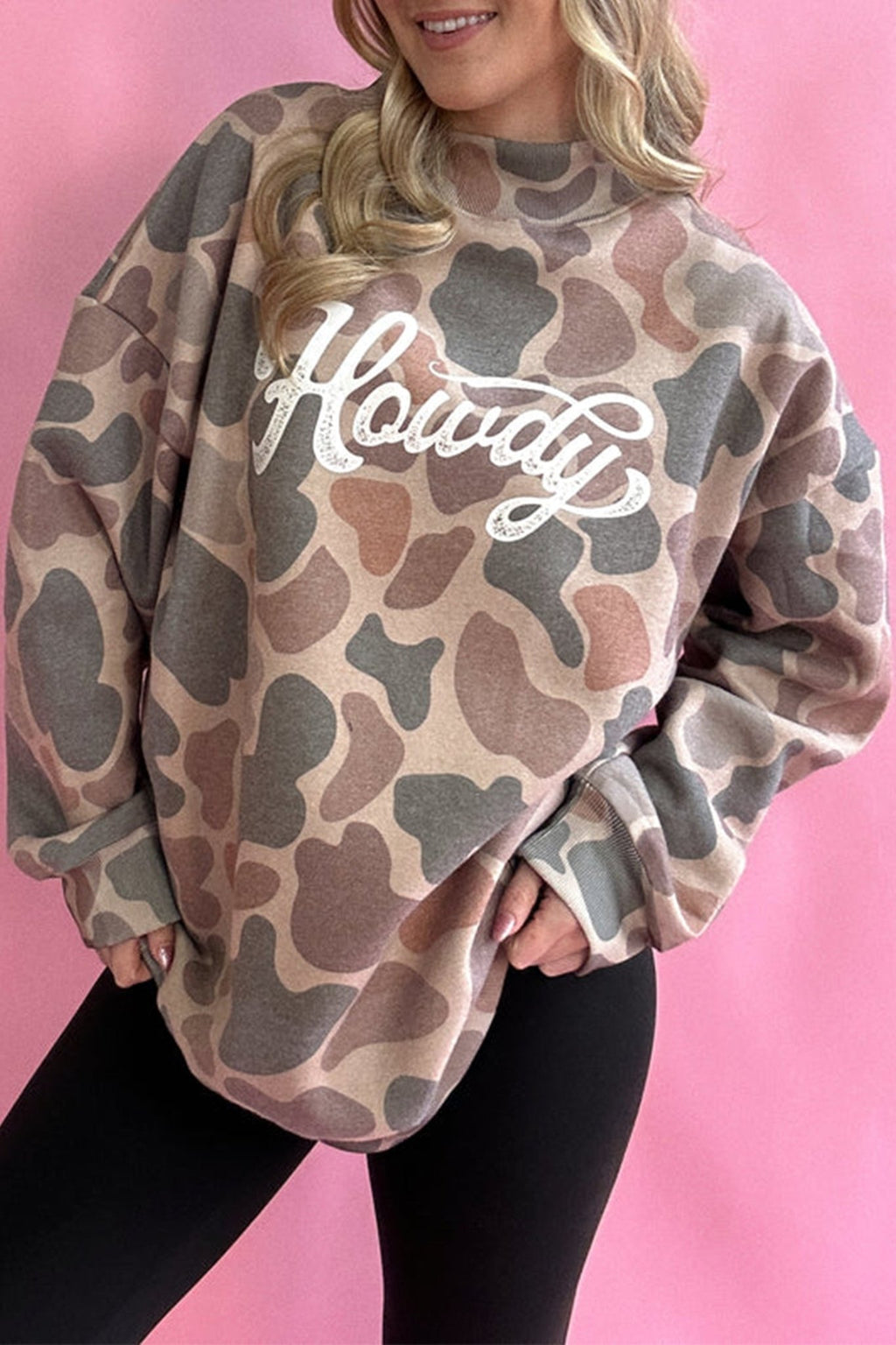 Western Howdy Camo Baggy Pullover Sweatshirt - Rooted & Reckless Co.