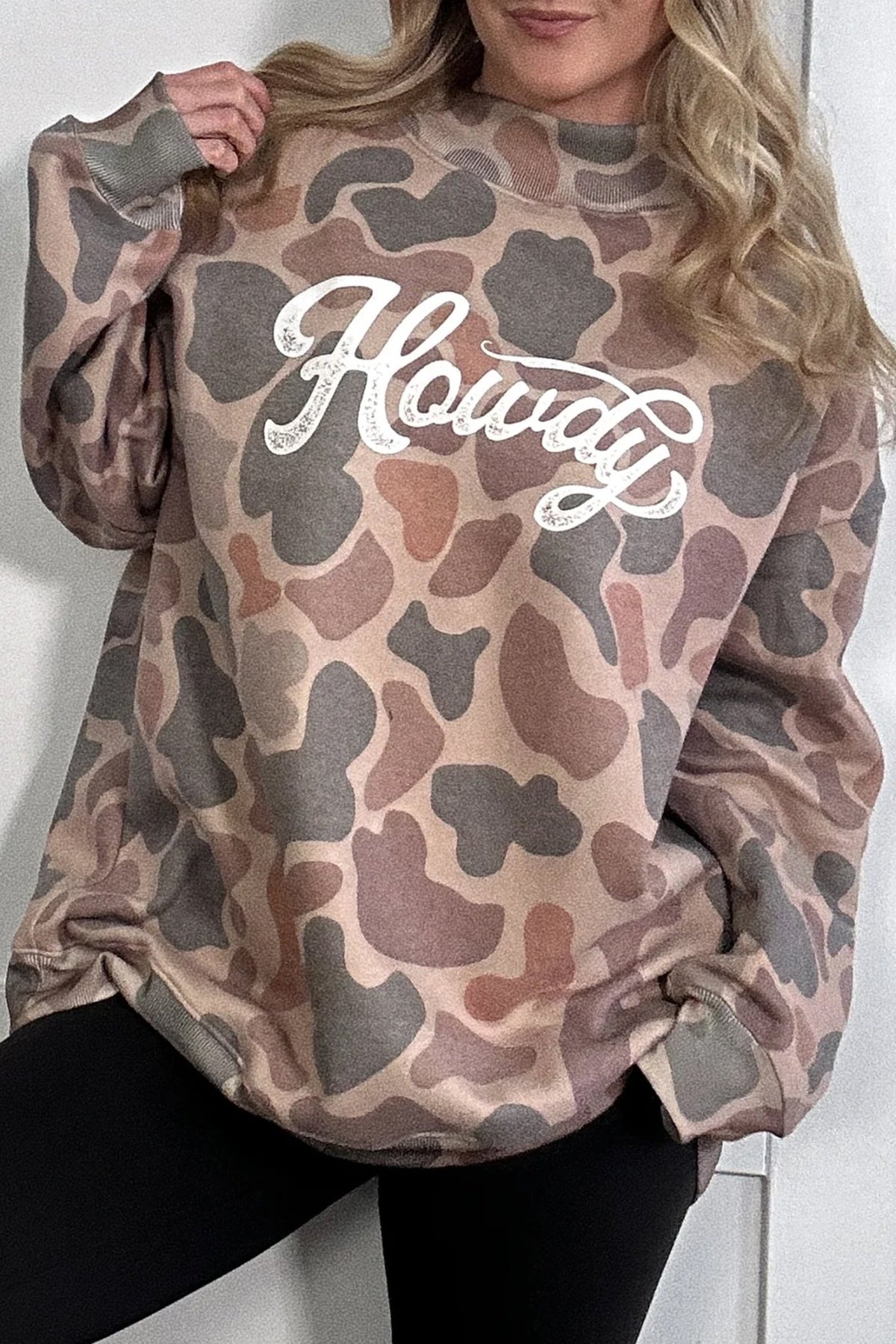 Western Howdy Camo Baggy Pullover Sweatshirt - Rooted & Reckless Co.