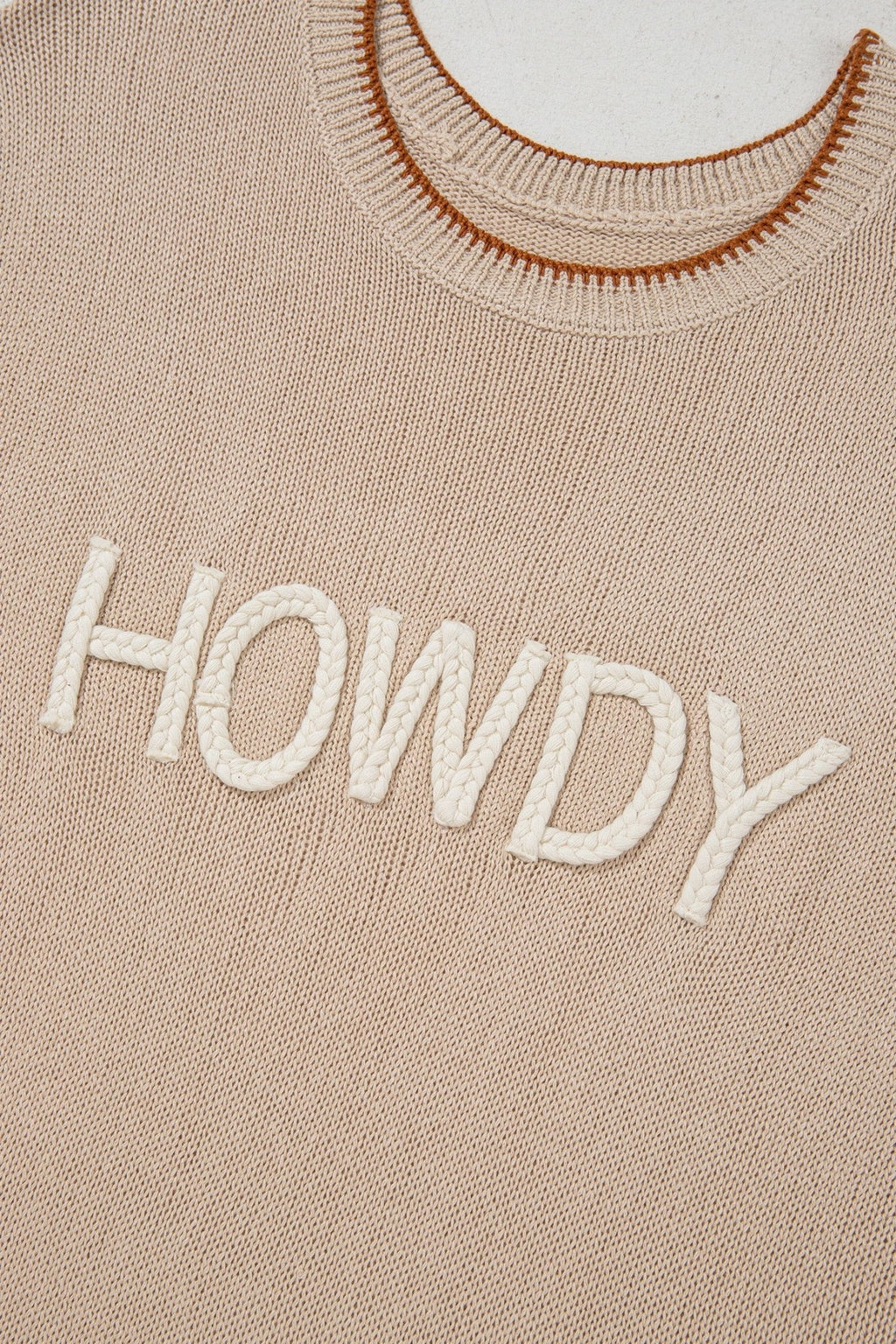 Western HOWDY Contrast Trim Sleeveless Sweater - Rooted & Reckless Co.