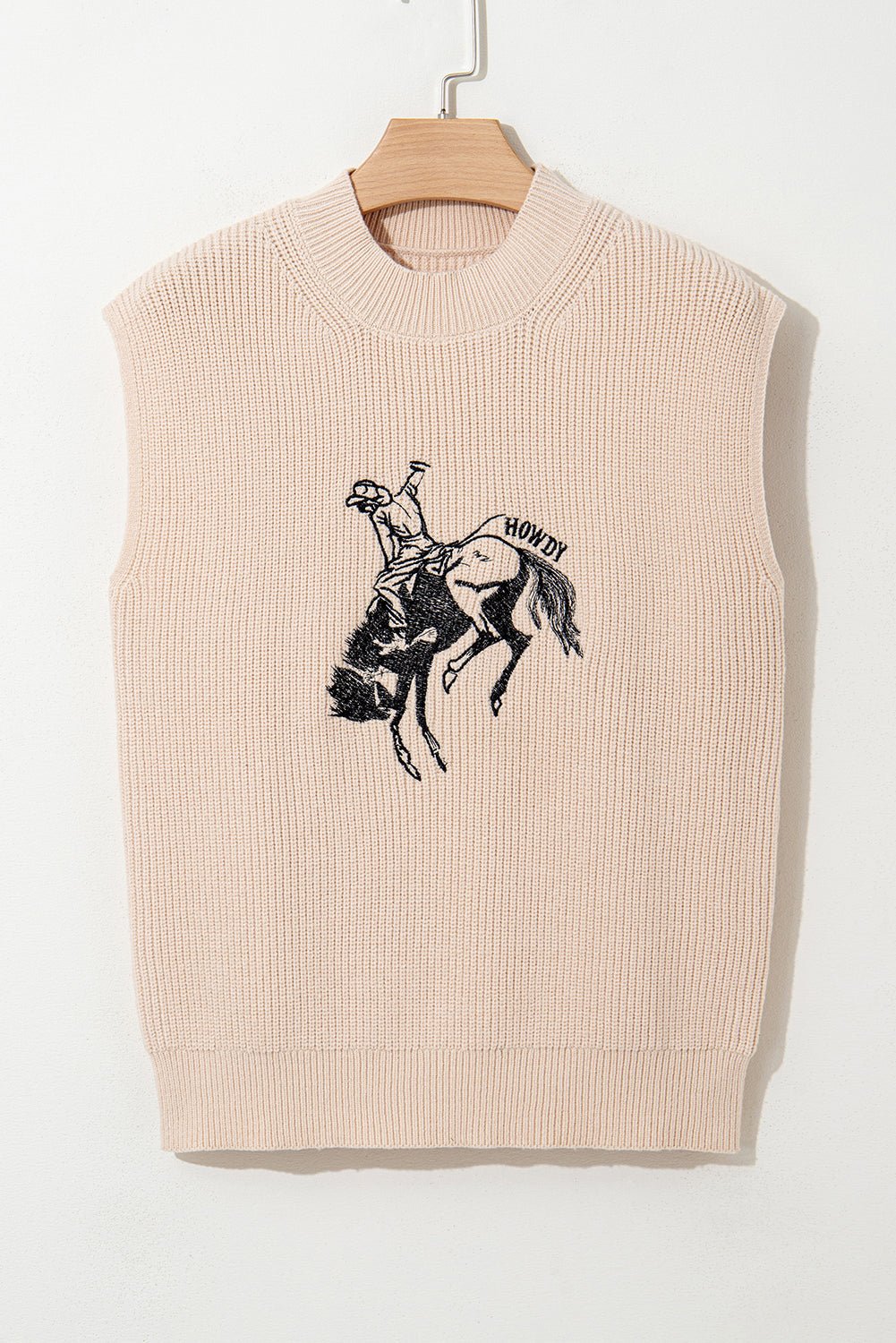 Western Howdy Cowboy Mock Neck Sleeveless Sweater - Rooted & Reckless Co.