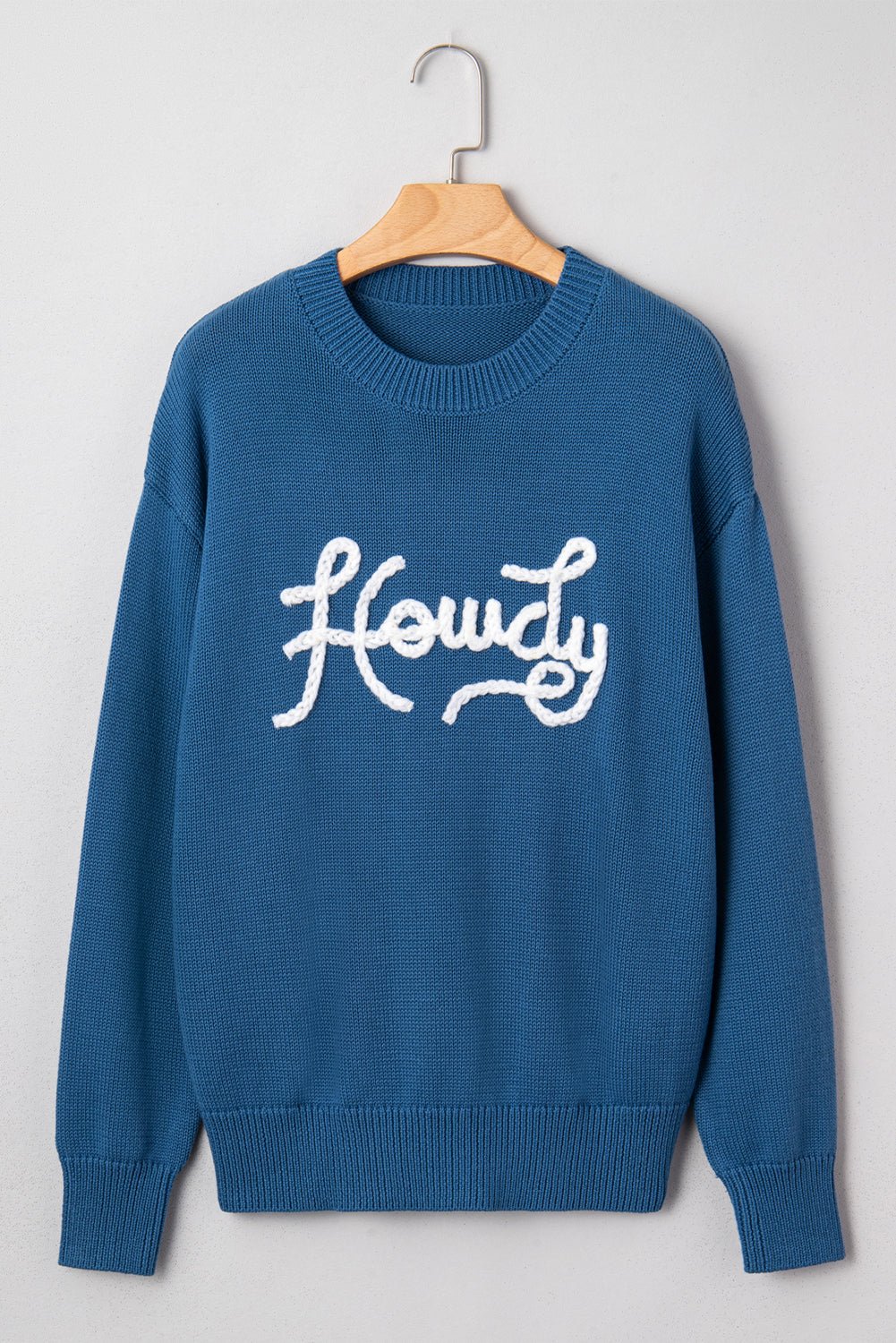 Western Howdy Embroidered Crewneck Sweater - Rooted & Reckless Co.