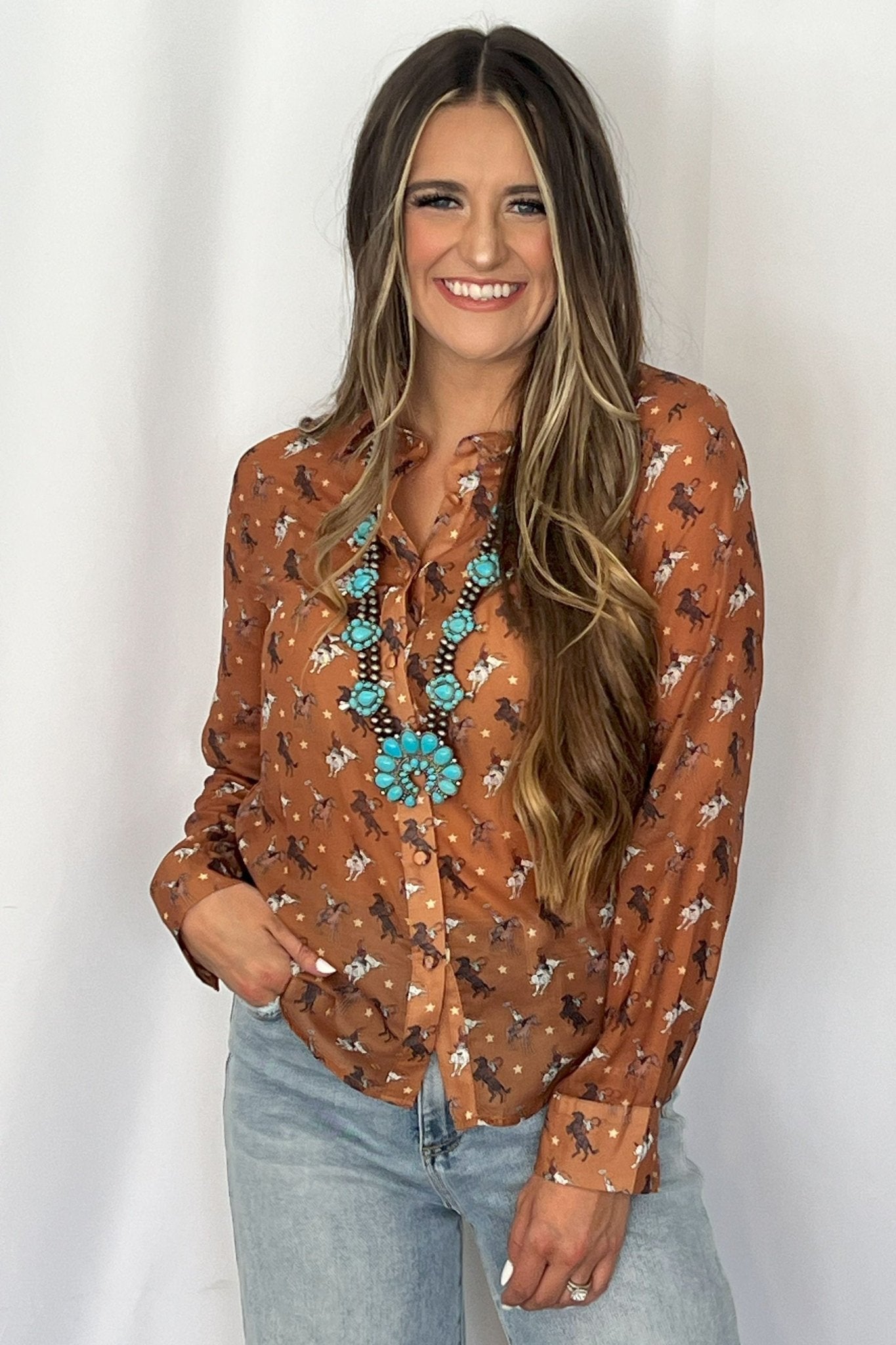 Western Huge Double-Strand Faux Turquoise Squash Blossom Statement Necklace — 32 Inch - Rooted & Reckless Co.