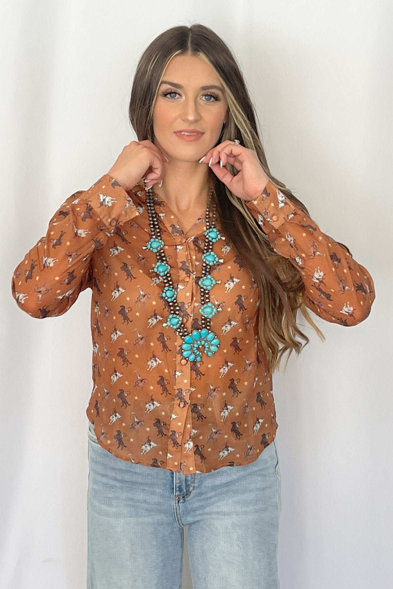 Western Huge Double-Strand Faux Turquoise Squash Blossom Statement Necklace — 32 Inch - Rooted & Reckless Co.