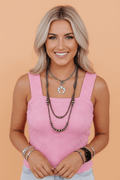 Western Jacquard Textured Square Neck Tank Top - Rooted & Reckless Co.