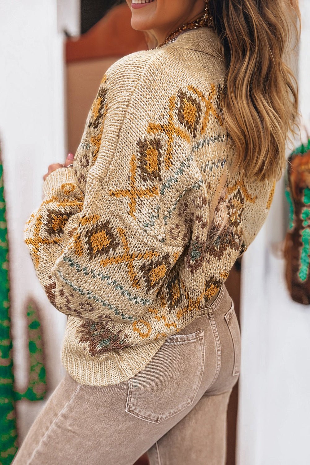 Western Knit Buttoned V-Neck Cardigan Sweater - Rooted & Reckless Co.