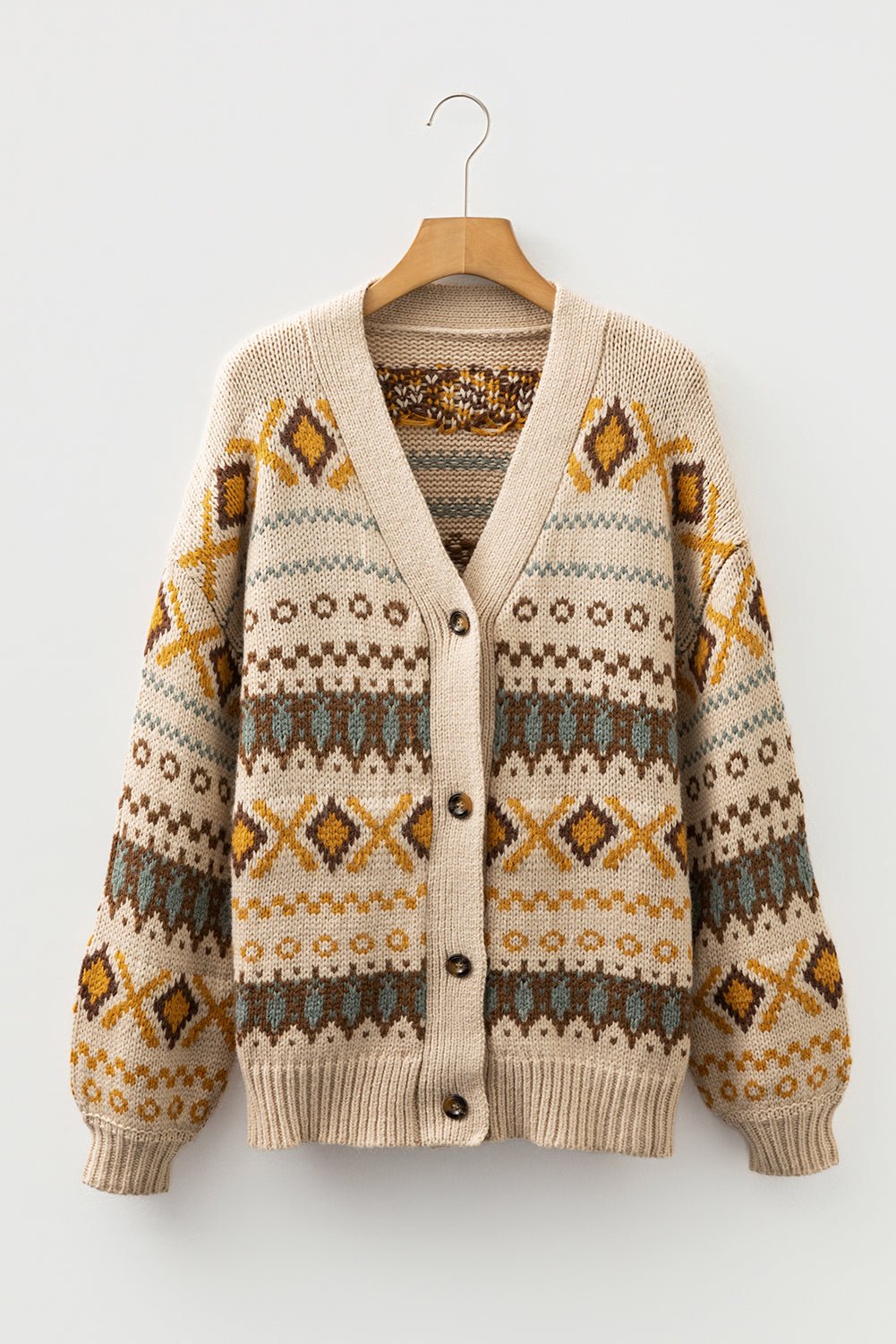 Western Knit Buttoned V-Neck Cardigan Sweater - Rooted & Reckless Co.