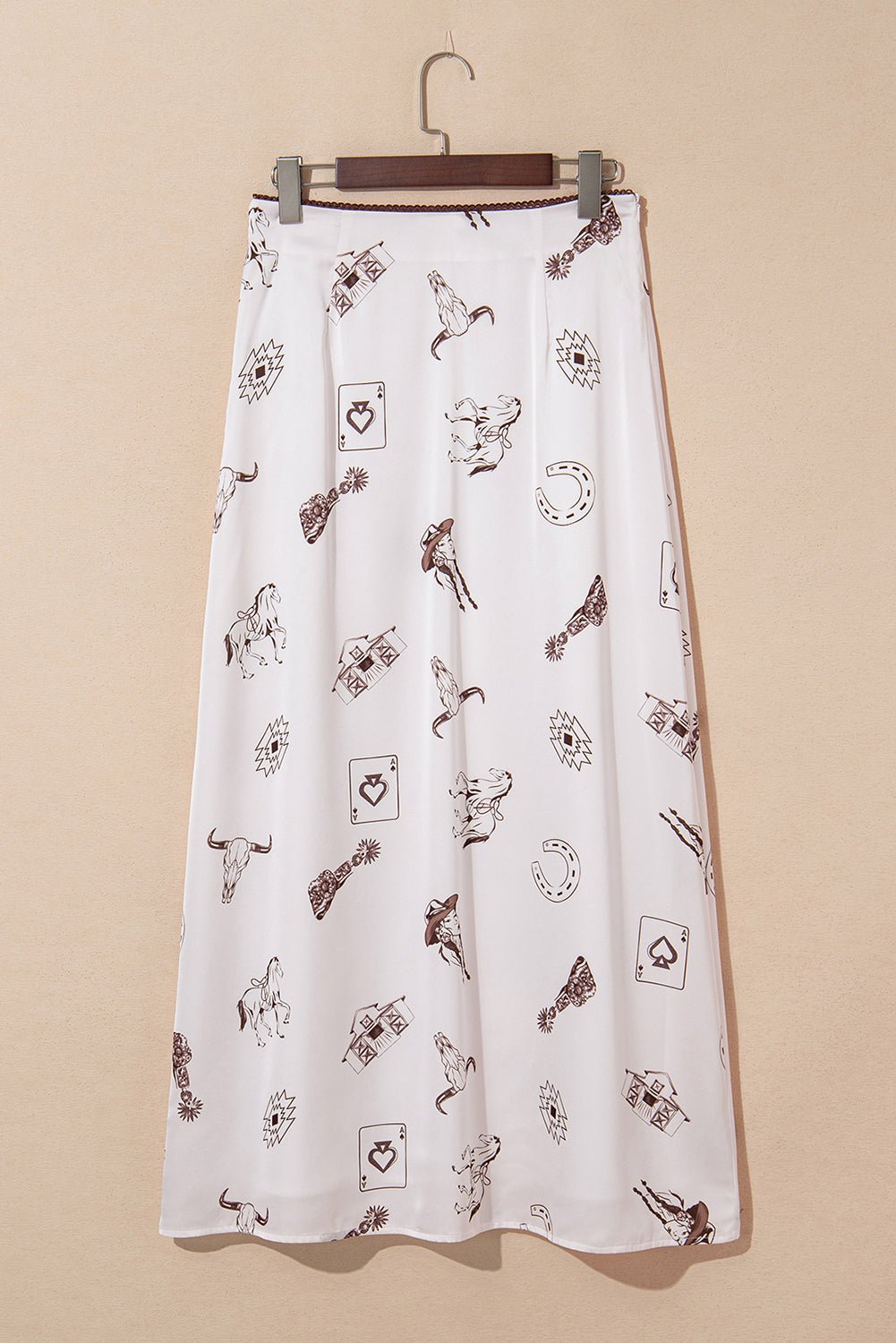 Western Lace Trim High Waist Maxi Skirt - Rooted & Reckless Co.
