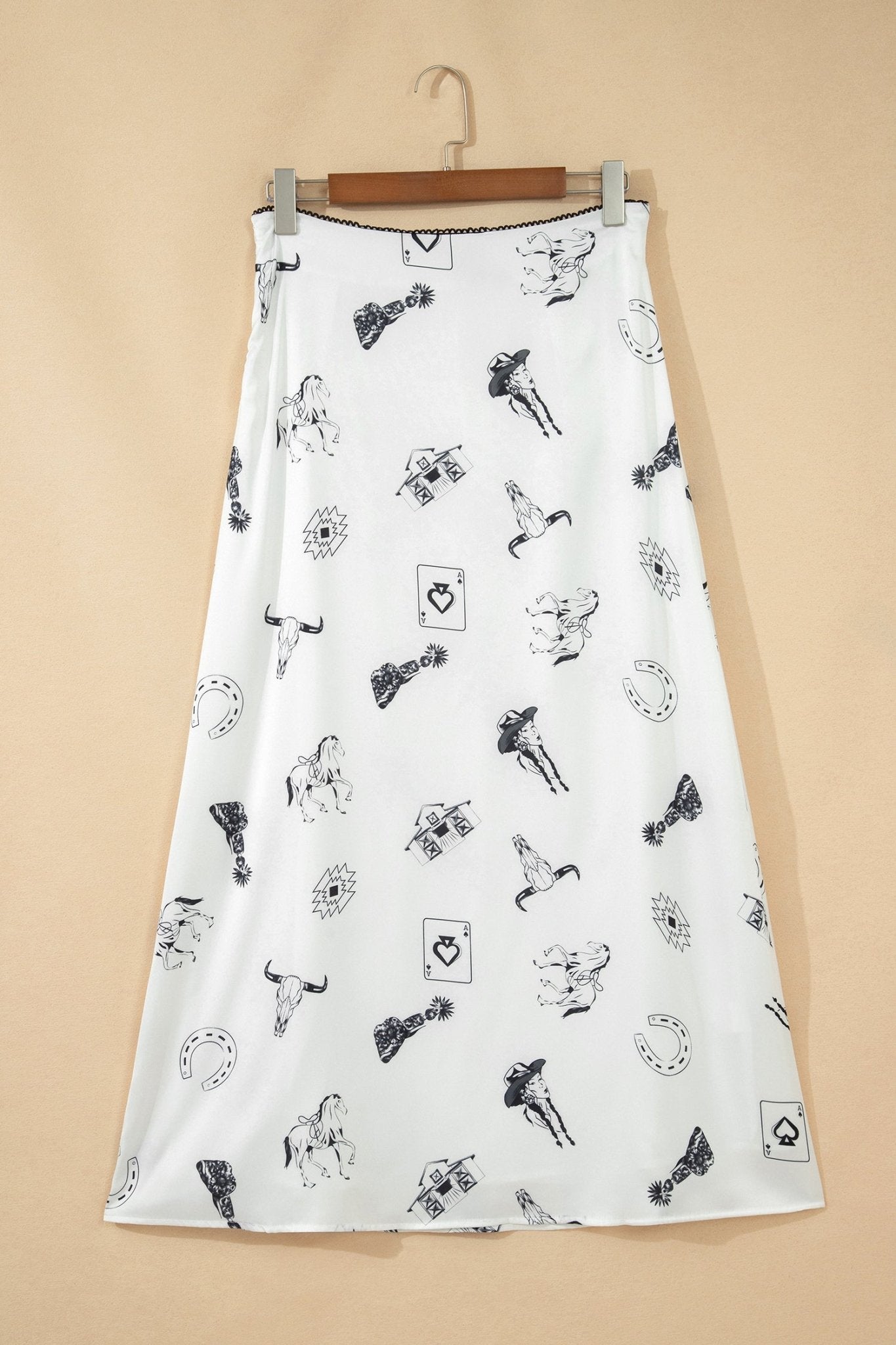 Western Lace Trim High Waist Maxi Skirt - Rooted & Reckless Co.