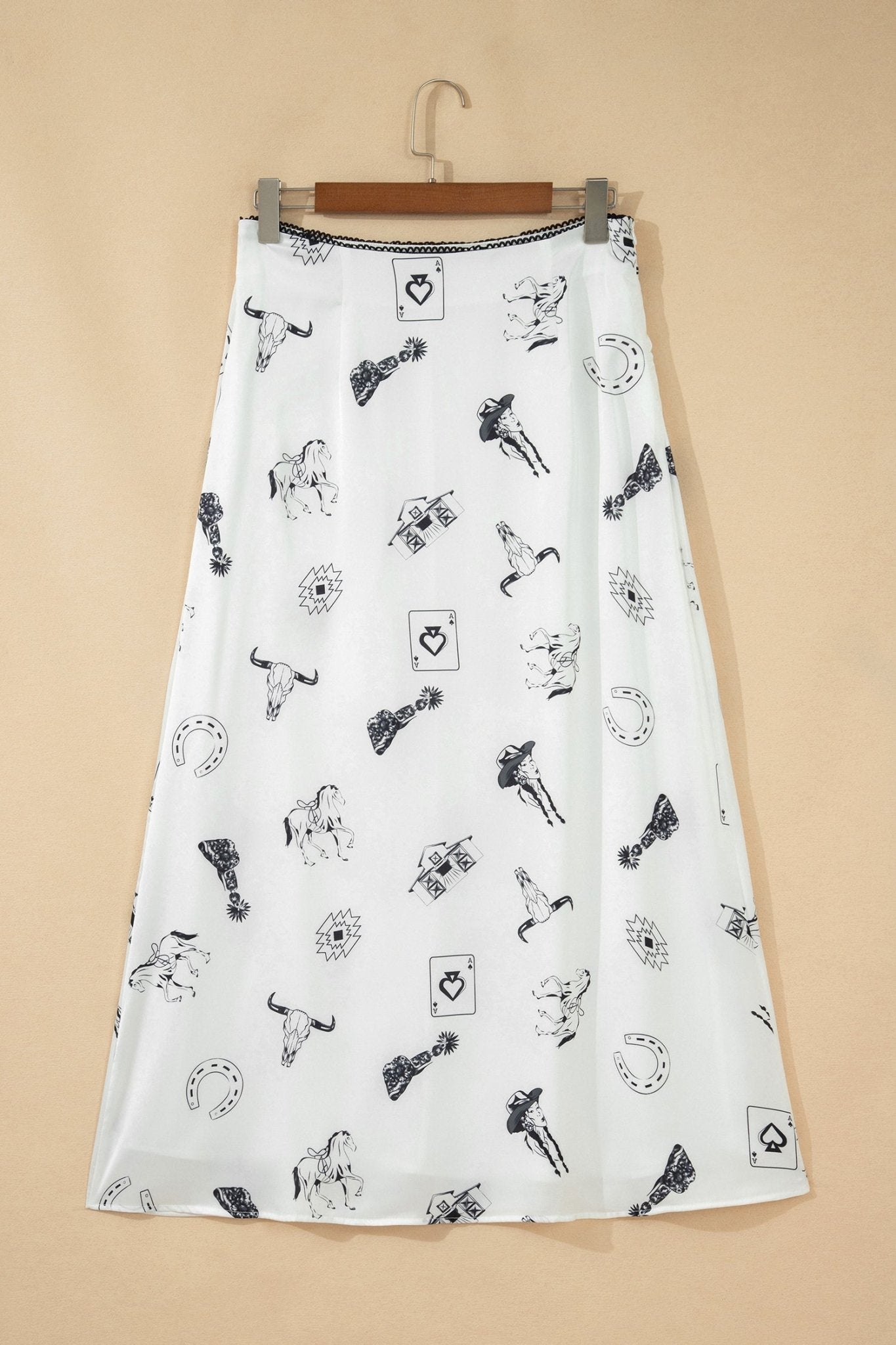 Western Lace Trim High Waist Maxi Skirt - Rooted & Reckless Co.