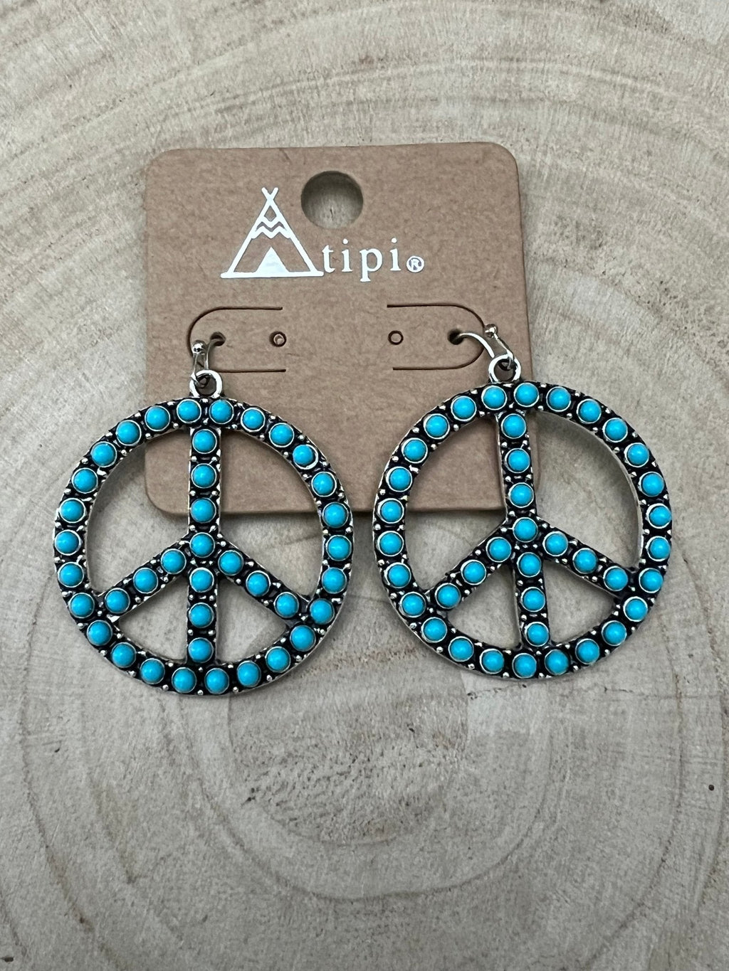 Western Large Peace Sign Dangle Earrings — Rustic 1¼" Statement - Rooted & Reckless Co.