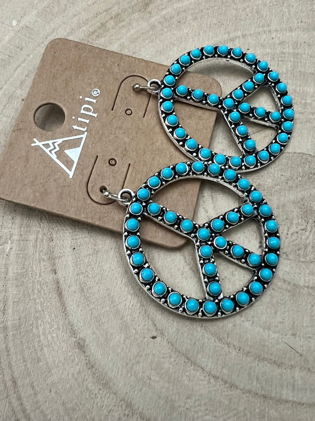 Western Large Peace Sign Dangle Earrings — Rustic 1¼" Statement - Rooted & Reckless Co.