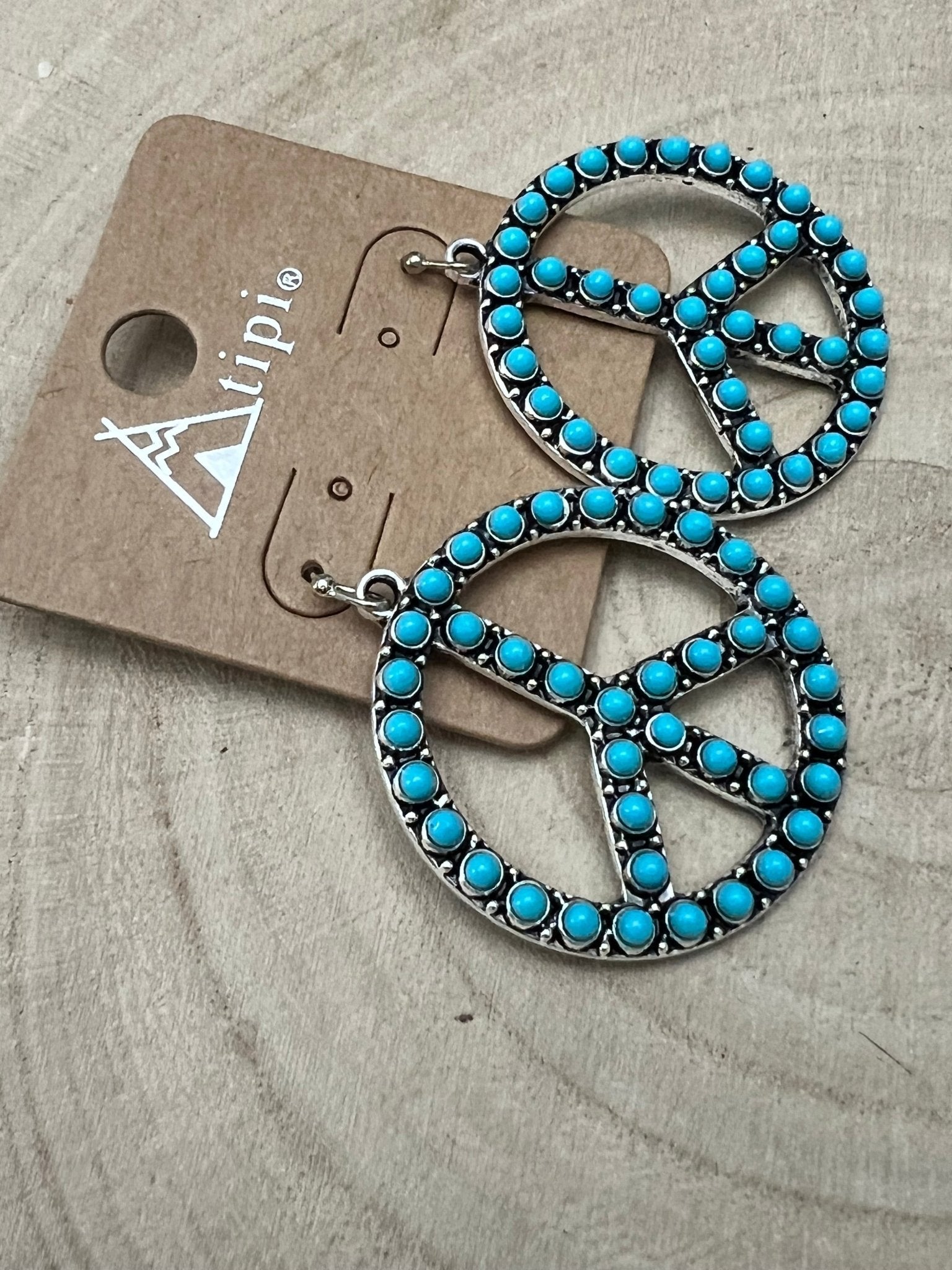 Western Large Peace Sign Dangle Earrings — Rustic 1¼" Statement - Rooted & Reckless Co.