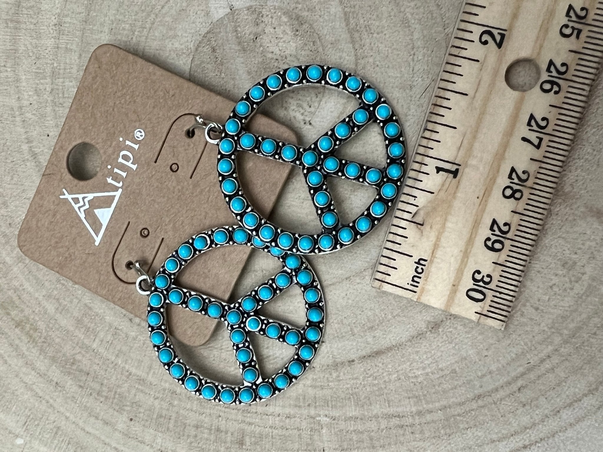 Western Large Peace Sign Dangle Earrings — Rustic 1¼" Statement - Rooted & Reckless Co.