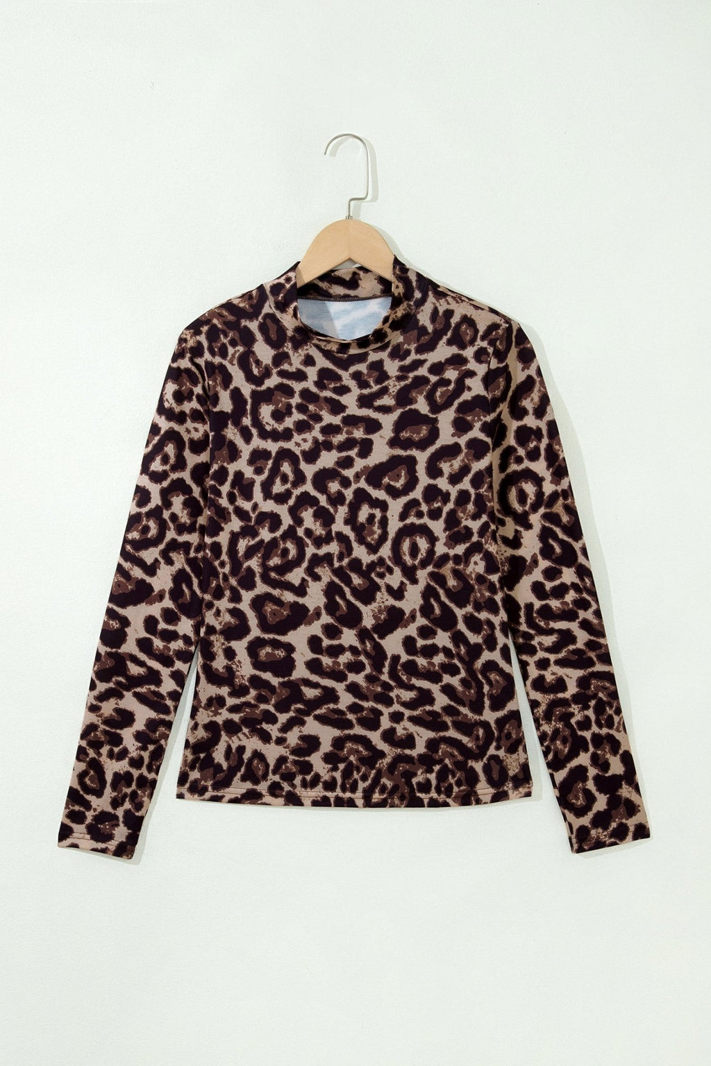 Western Leopard High Neck Long Sleeve Slim Top - Rooted & Reckless Co.