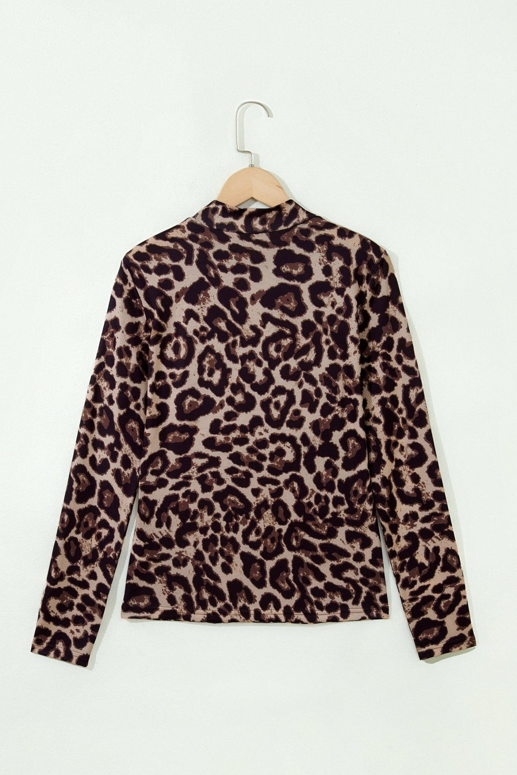 Western Leopard High Neck Long Sleeve Slim Top - Rooted & Reckless Co.