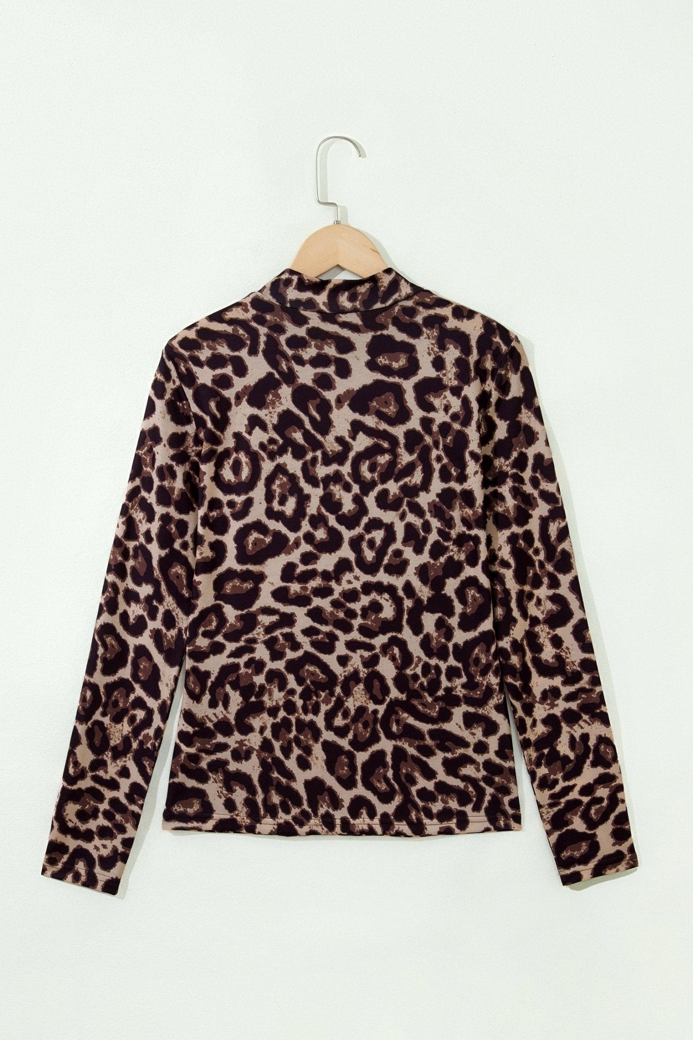Western Leopard High Neck Long Sleeve Slim Top - Rooted & Reckless Co.