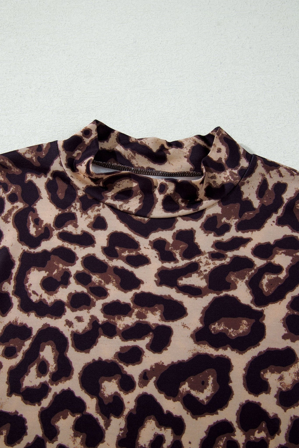 Western Leopard High Neck Long Sleeve Slim Top - Rooted & Reckless Co.
