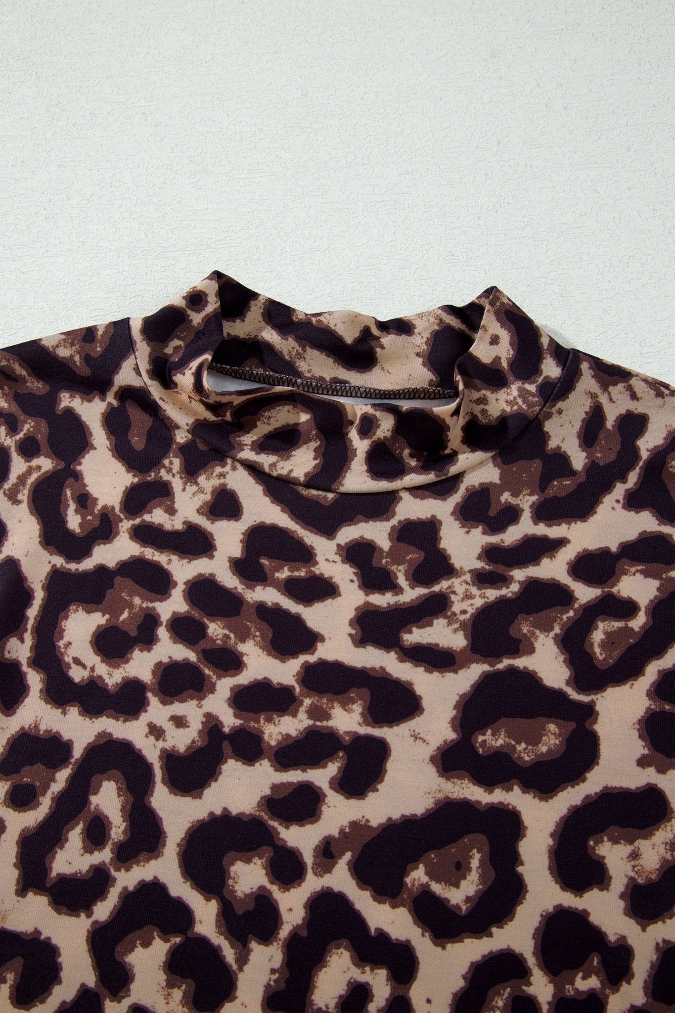 Western Leopard High Neck Long Sleeve Slim Top - Rooted & Reckless Co.