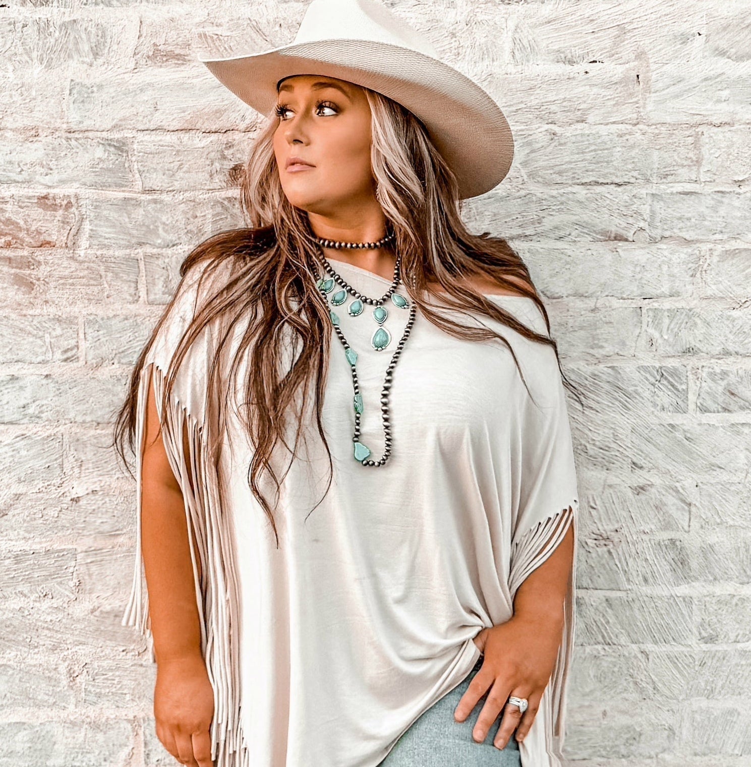 Western Long Faux Turquoise Nugget & Sterling Pearl Statement Necklace — 48 Inch - Rooted & Reckless Co.