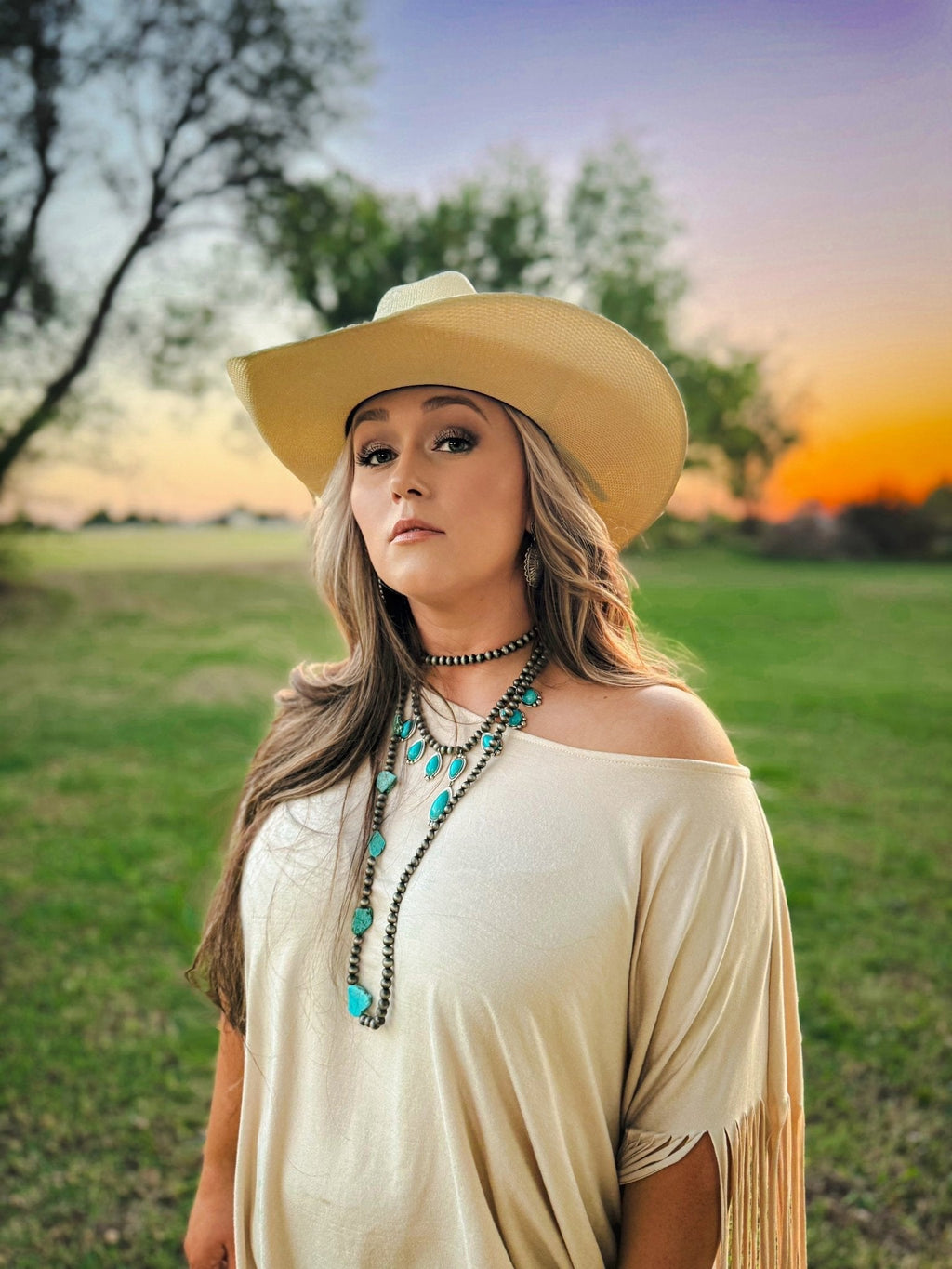 Western Long Faux Turquoise Nugget & Sterling Pearl Statement Necklace — 48 Inch - Rooted & Reckless Co.