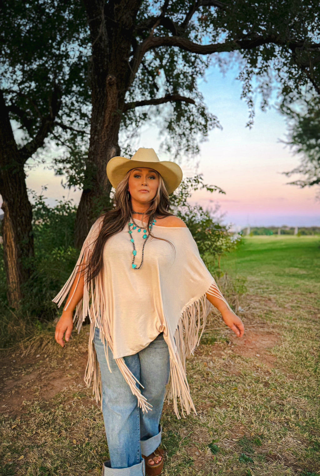 Western Long Faux Turquoise Nugget & Sterling Pearl Statement Necklace — 48 Inch - Rooted & Reckless Co.