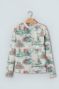 Western Long Sleeve Round Neck Slim Top - Rooted & Reckless Co.