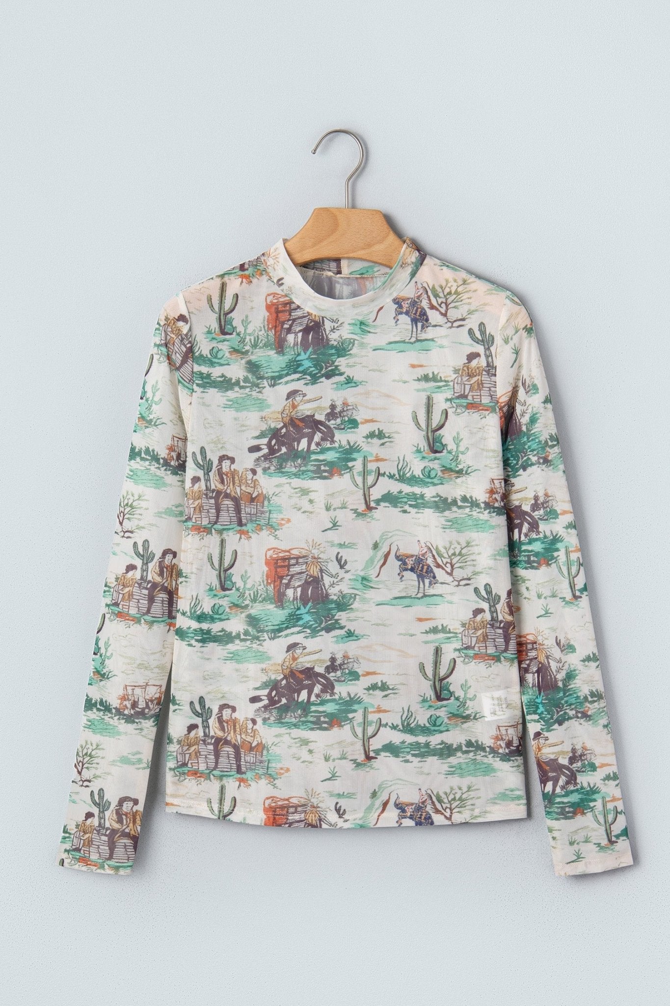 Western Long Sleeve Round Neck Slim Top - Rooted & Reckless Co.