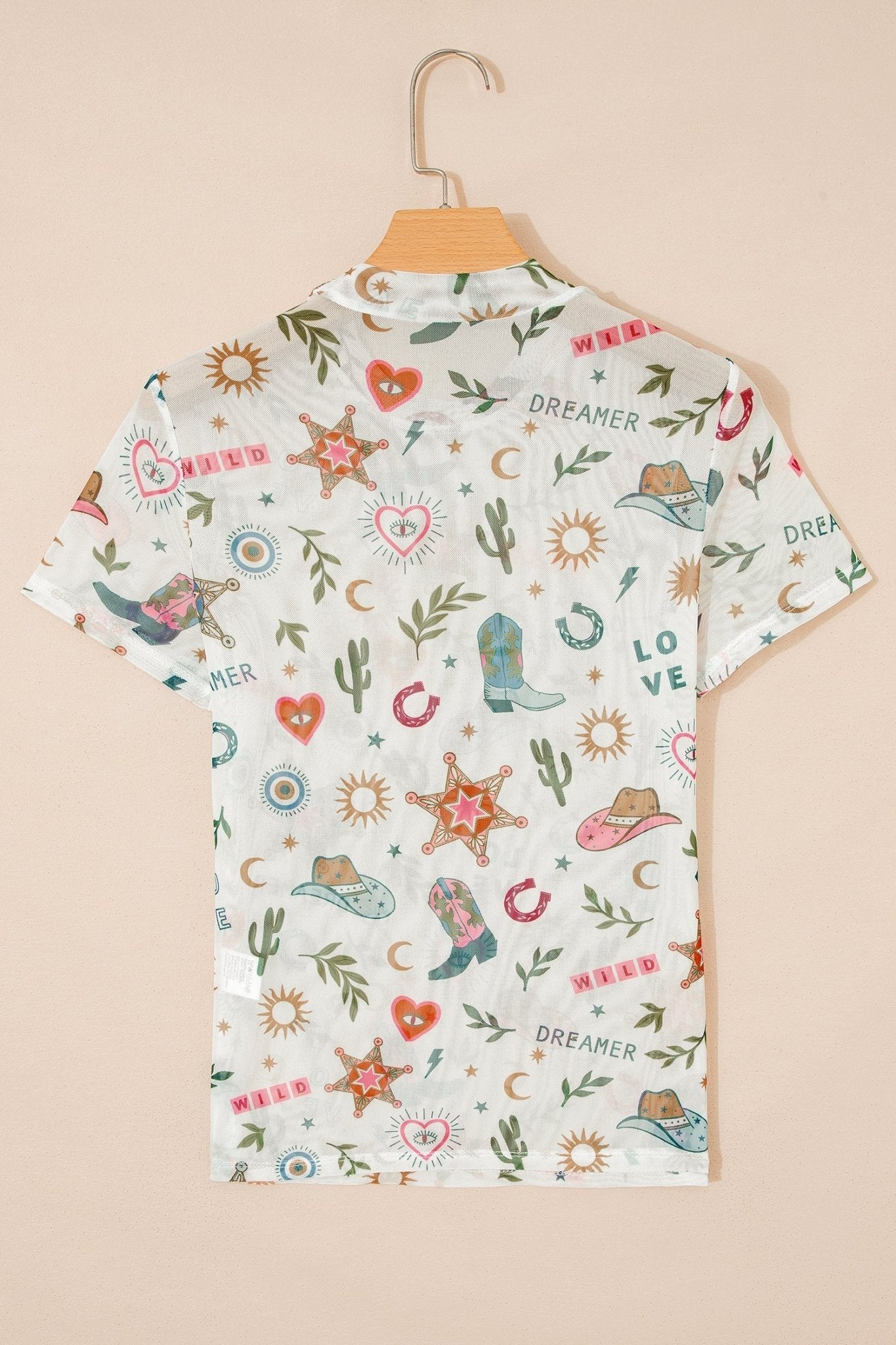 Western LOVE WILD DREAMER Sheer Mesh Graphic Top - Rooted & Reckless Co.