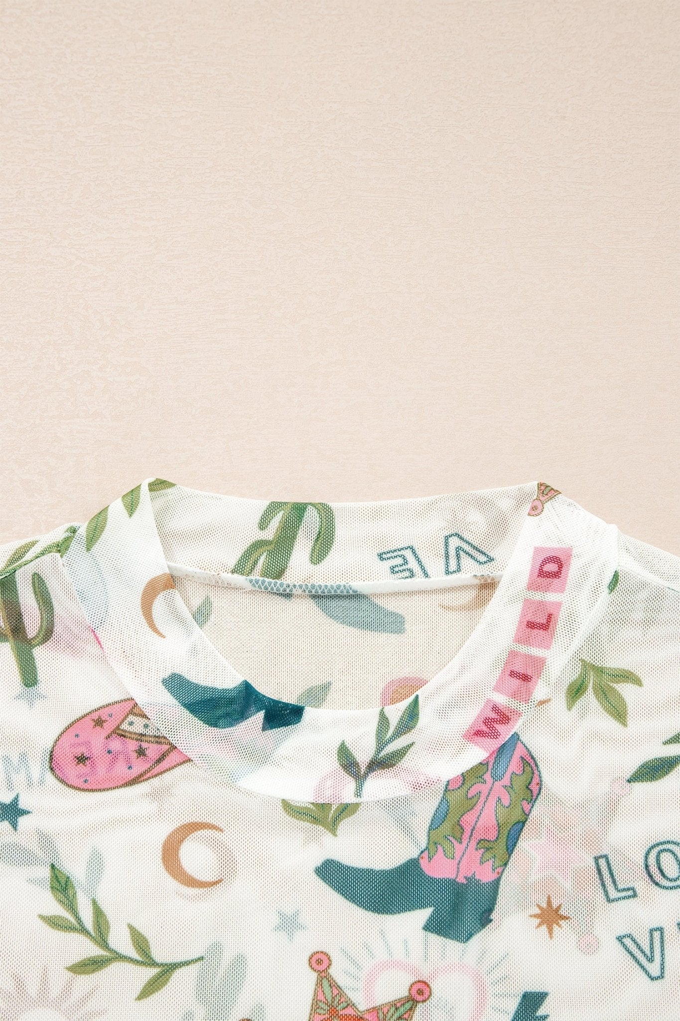 Western LOVE WILD DREAMER Sheer Mesh Graphic Top - Rooted & Reckless Co.
