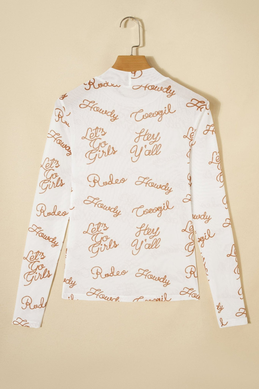 Western Mesh High Neck Long Sleeve Top - Rooted & Reckless Co.